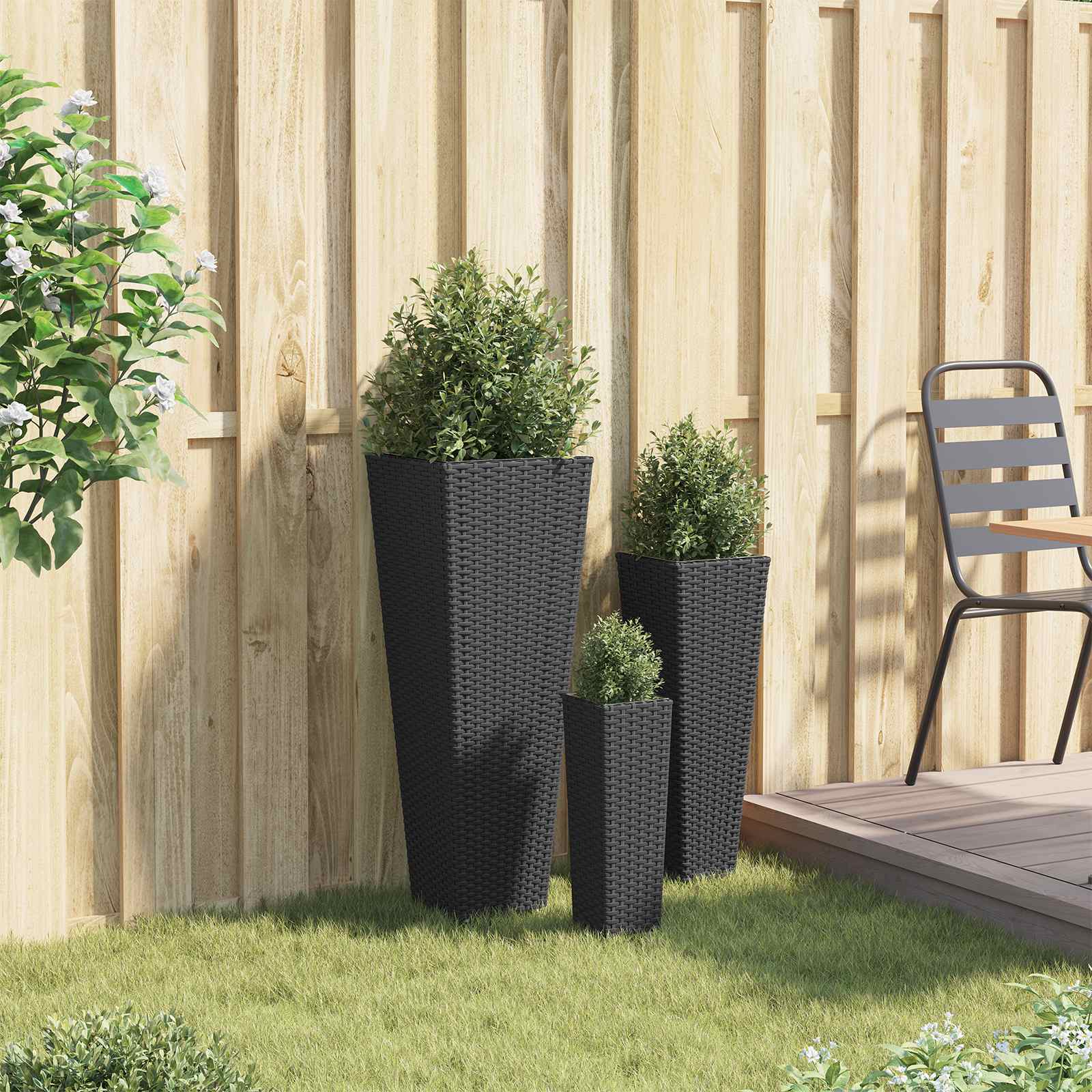Set für Outdoor 3 stk. Schwarz 30 x 30 x 80 cm Metall