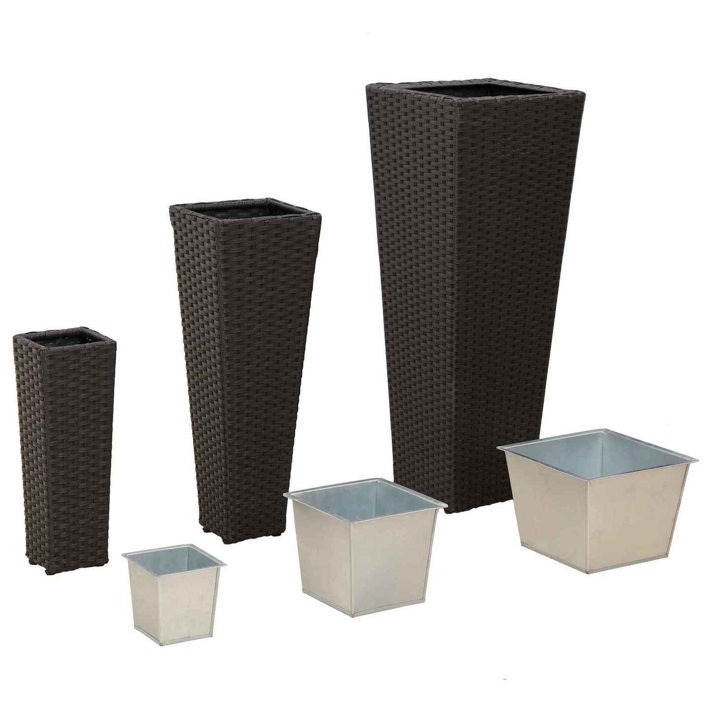 Set für Outdoor 3 stk. Schwarz 30 x 30 x 80 cm Metall