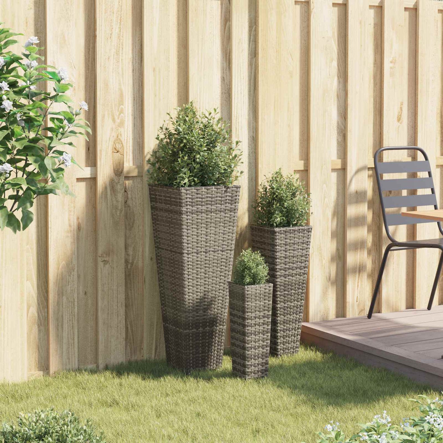 Set für Outdoor 3 Stk. Grau 30 x 30 x 80 cm Metall
