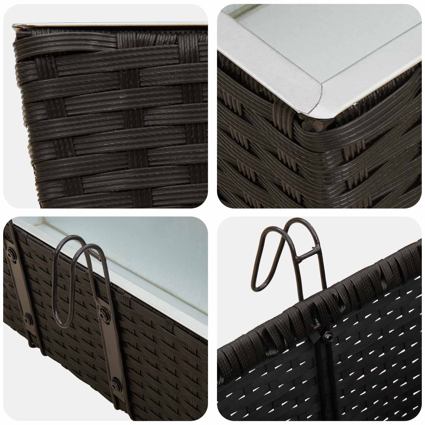 Balkon 2 Stk. Schwarz 50 x 17 x 17 cm Metall