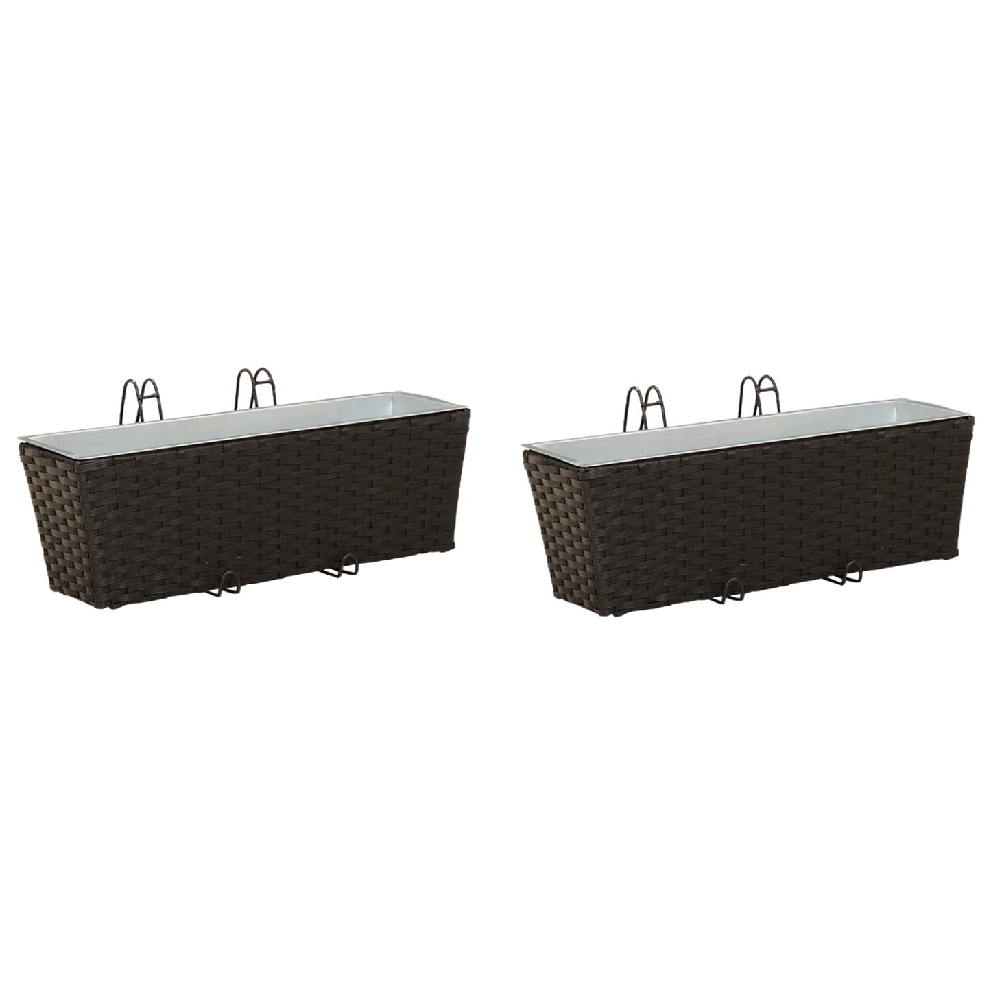 Balkon 2 Stk. Schwarz 50 x 17 x 17 cm Metall