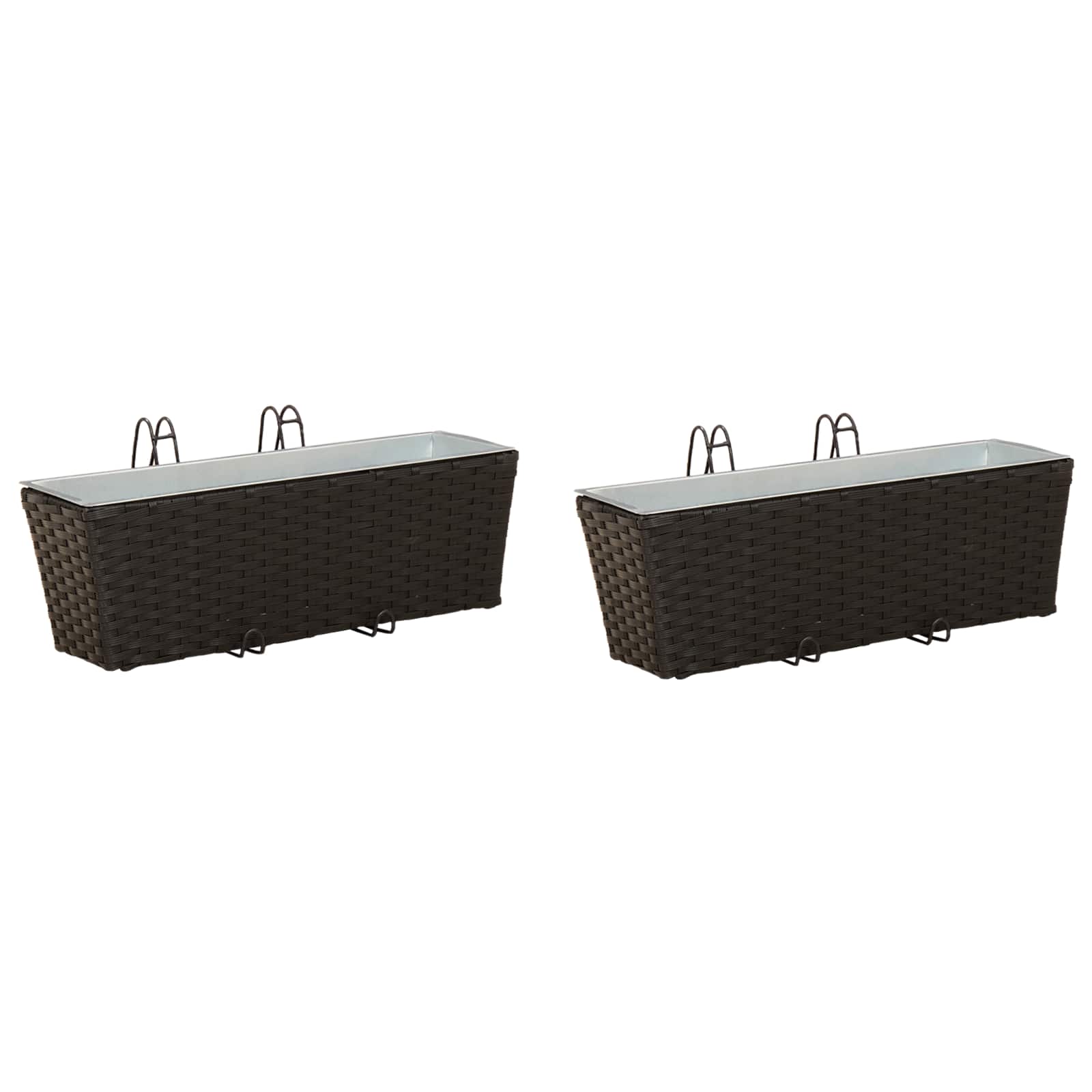 Balkon 2 Stk. Schwarz 50 x 17 x 17 cm Metall