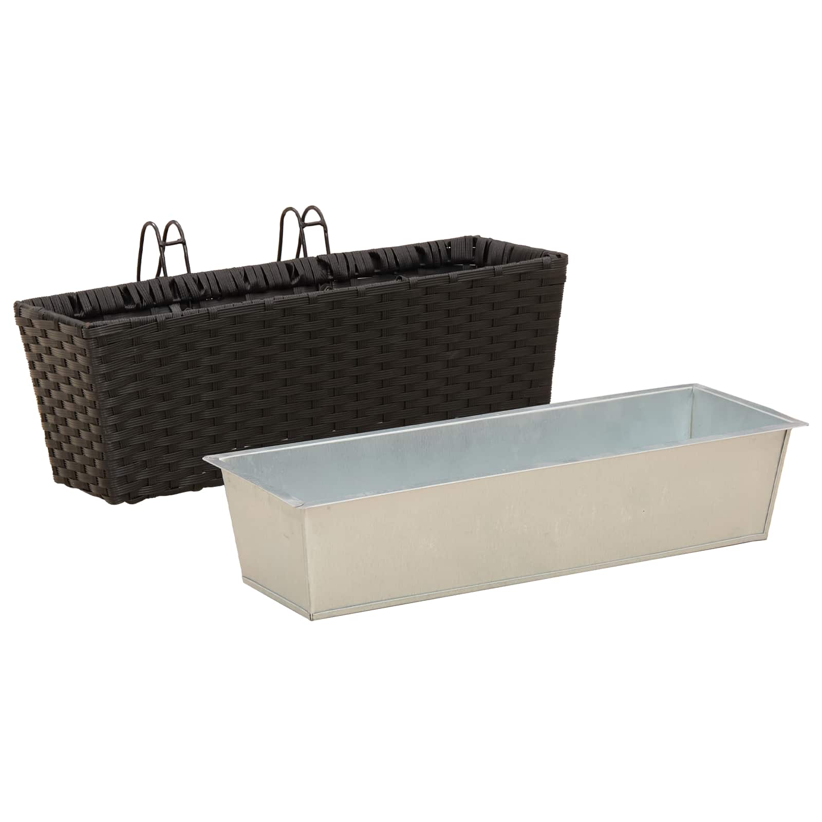 Balkon 2 Stk. Schwarz 50 x 17 x 17 cm Metall
