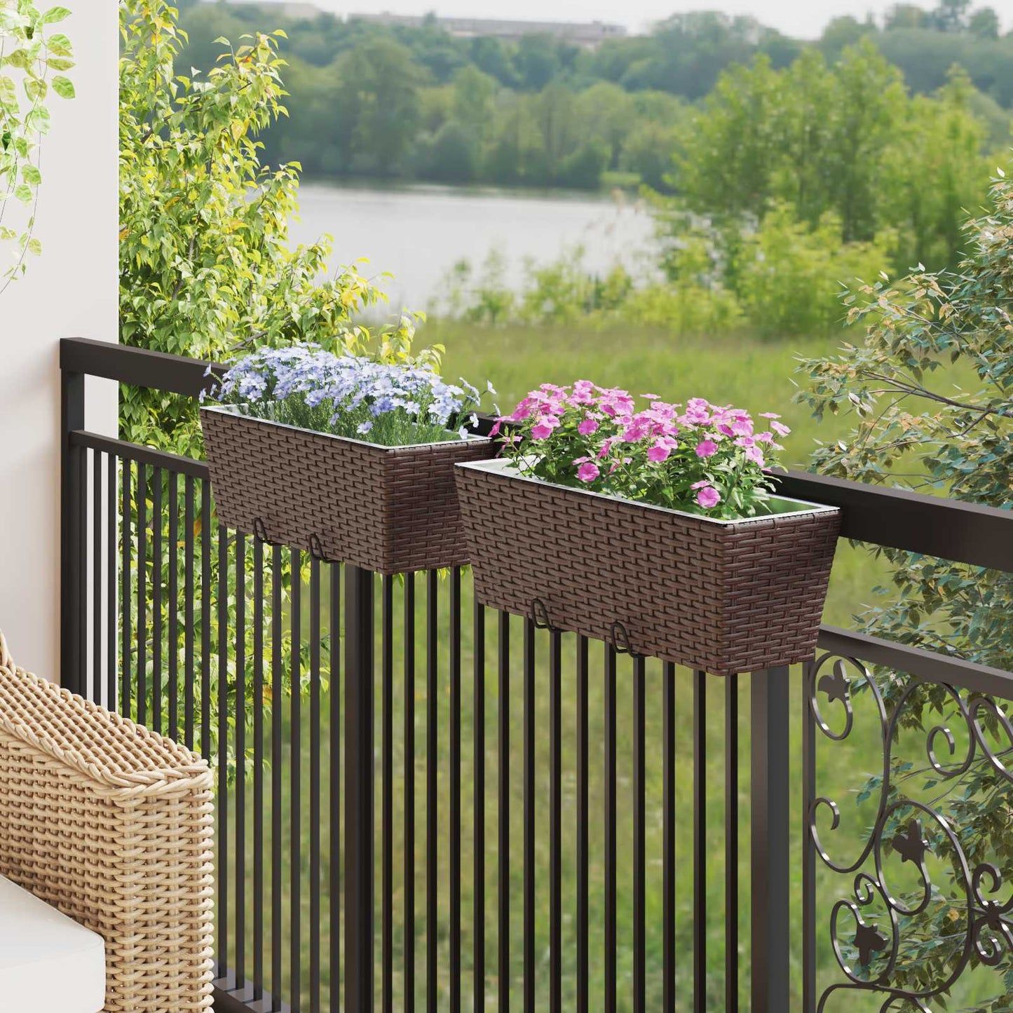 Balkon 2 Stk. Braun 50 x 17 x 17 cm Metall