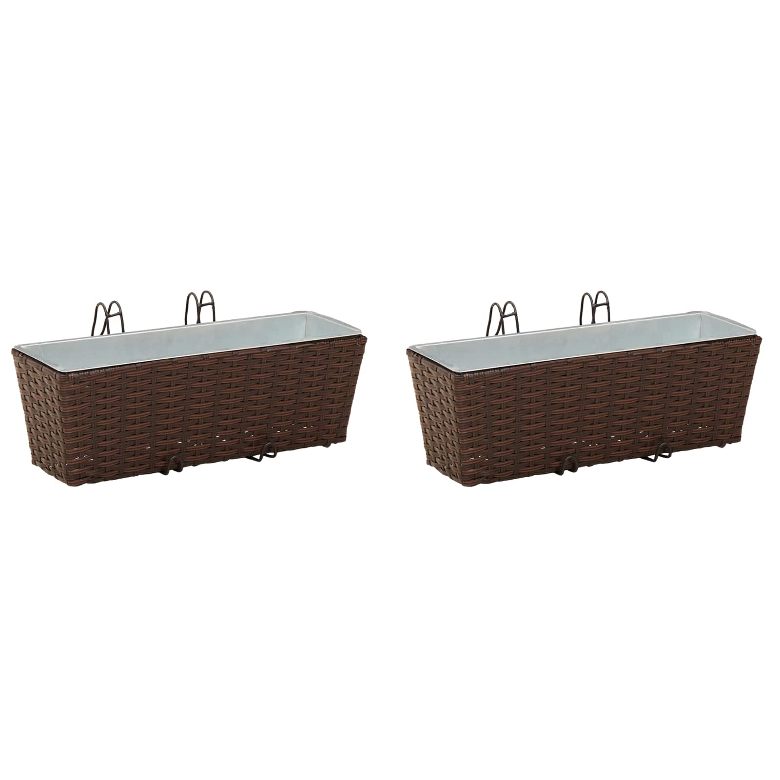 Balkon 2 Stk. Braun 50 x 17 x 17 cm Metall