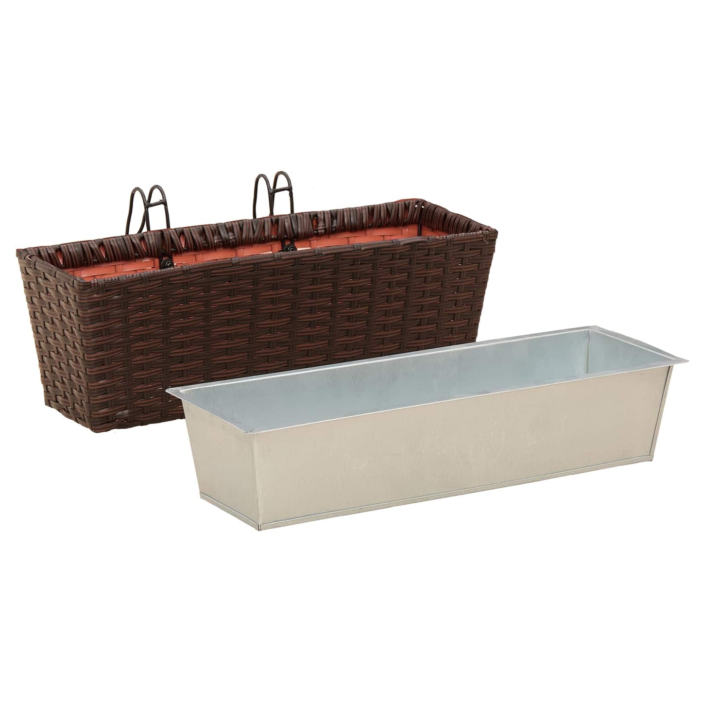 Balkon 2 Stk. Braun 50 x 17 x 17 cm Metall