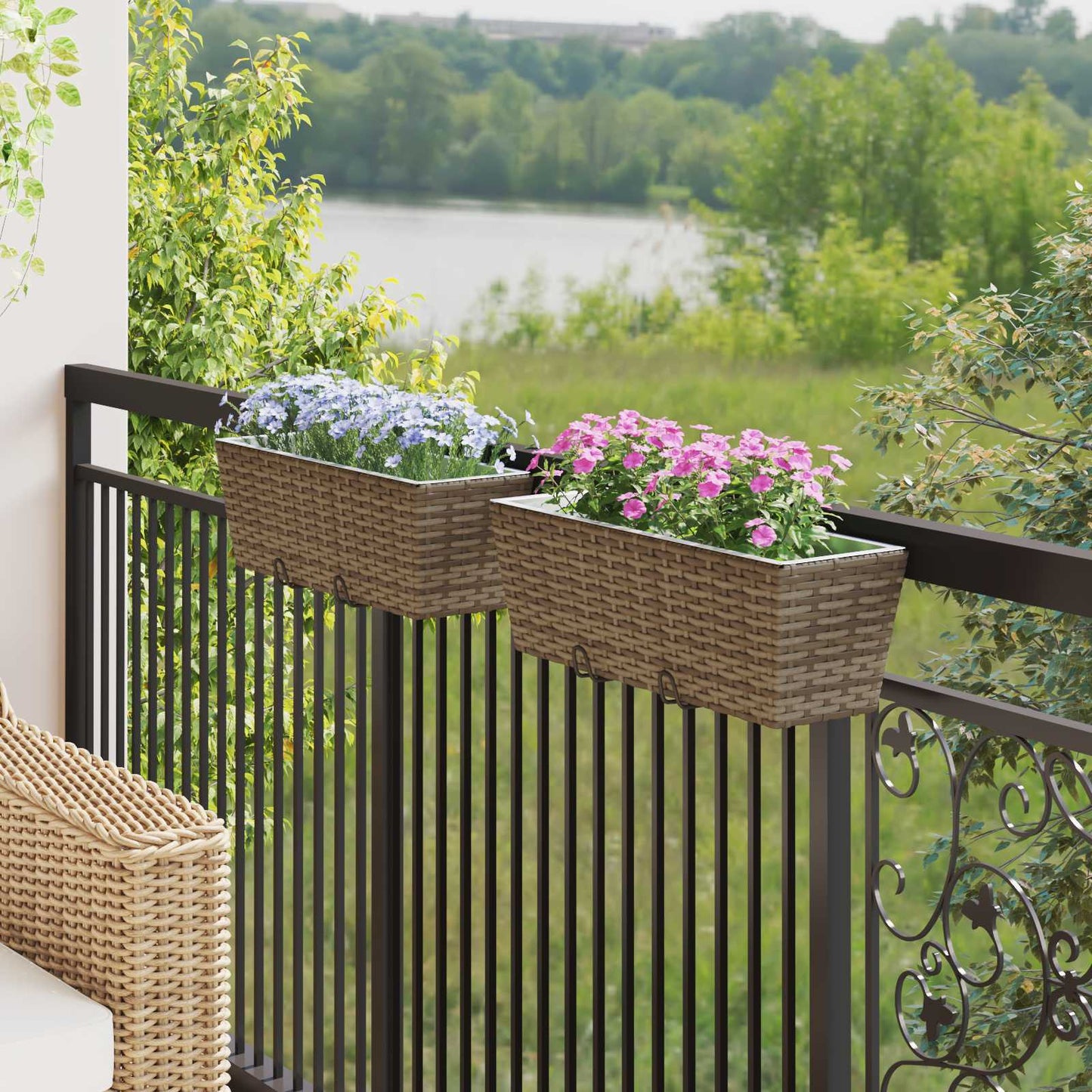 Balkon 2 stk. Grau 50 x 17 x 17 cm Metall