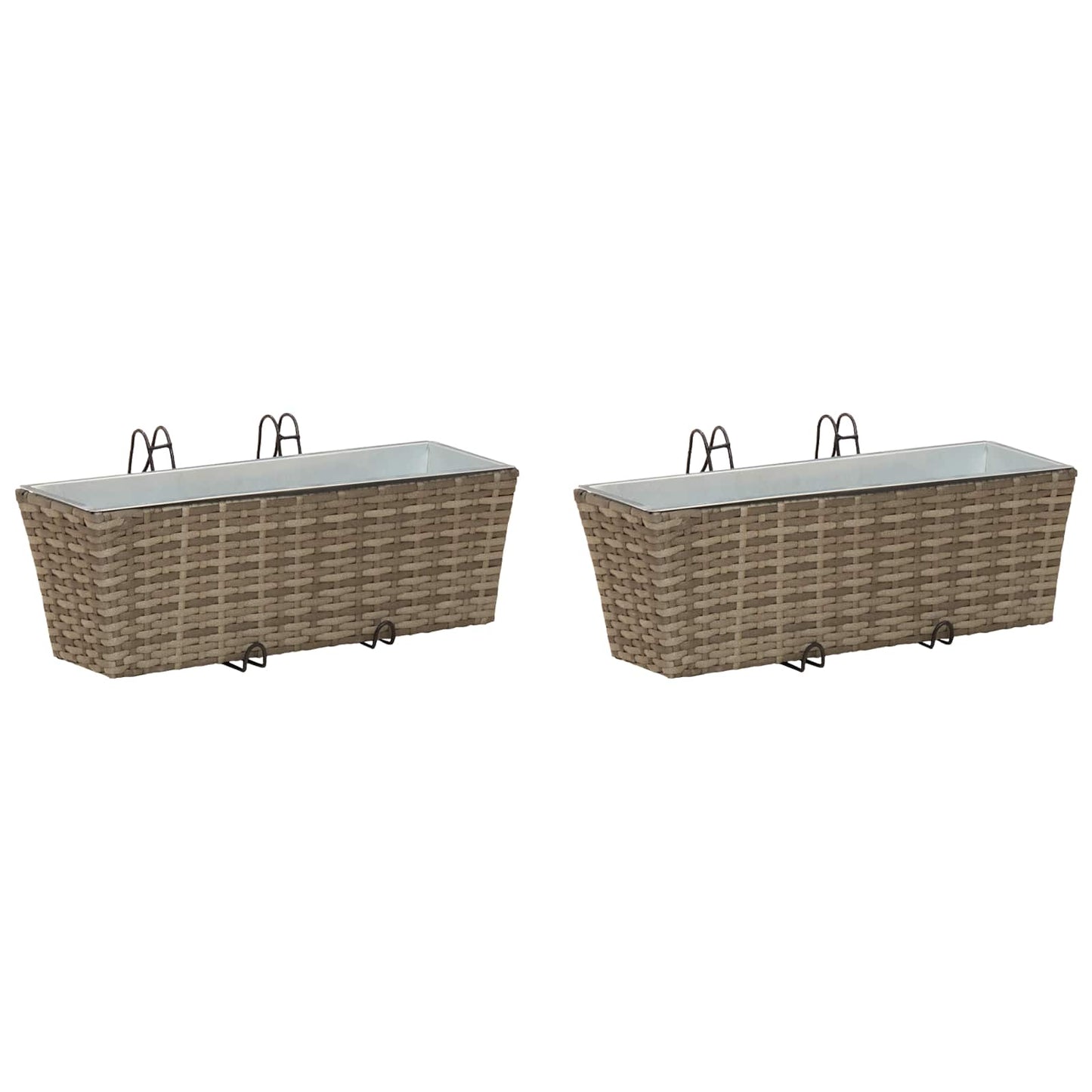 Balkon 2 Stk. Grau 50 x 17 x 17 cm Metall