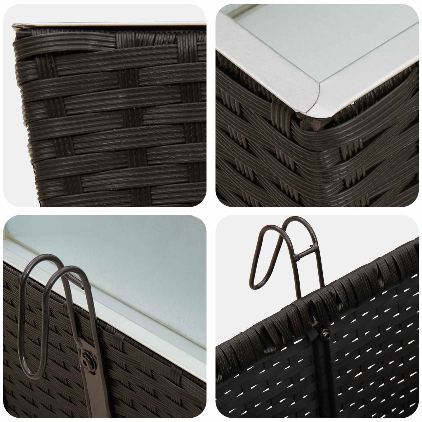 Balkon 2 Stk. Schwarz 80 x 17 x 17 cm Metall