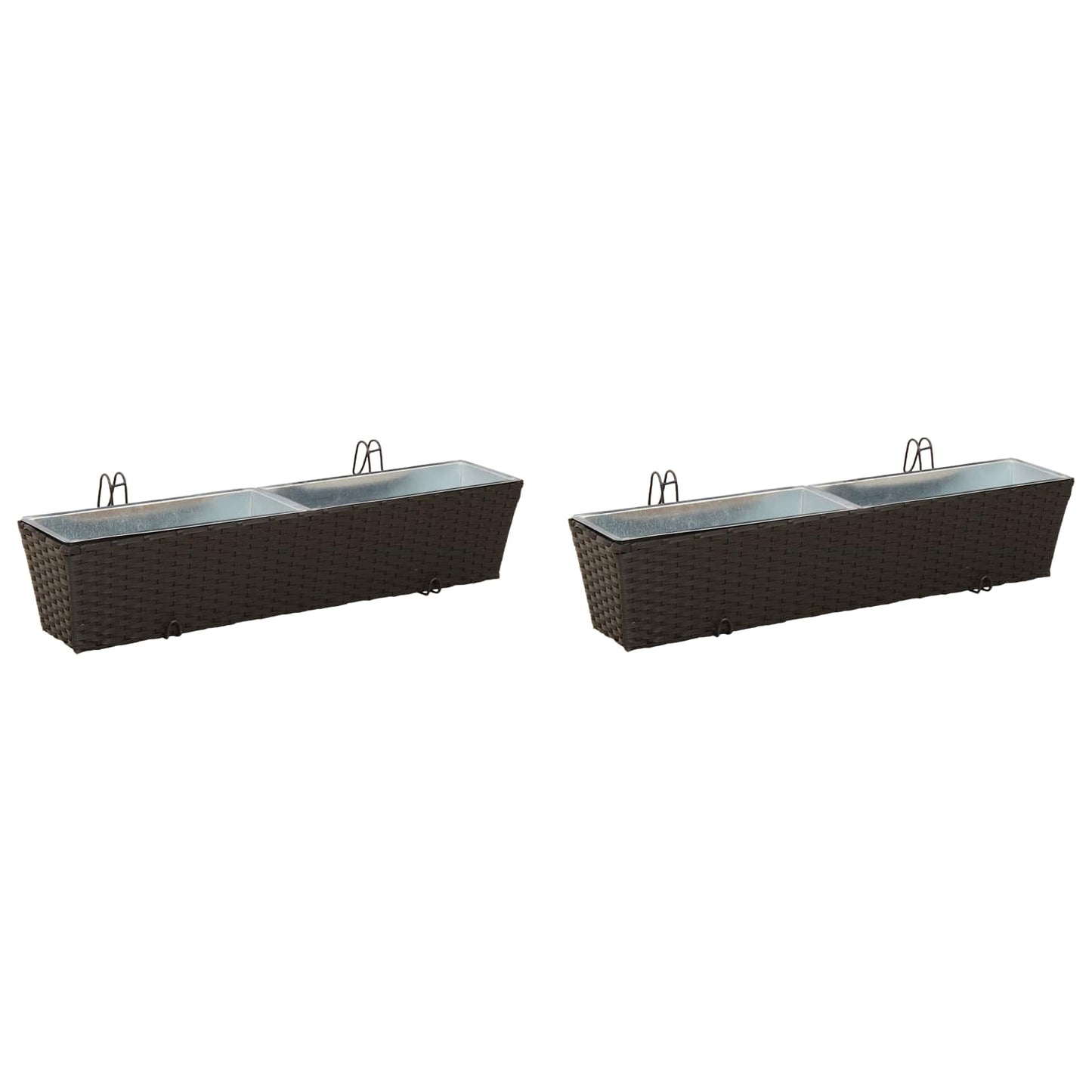 Balkon 2 Stk. Schwarz 80 x 17 x 17 cm Metall