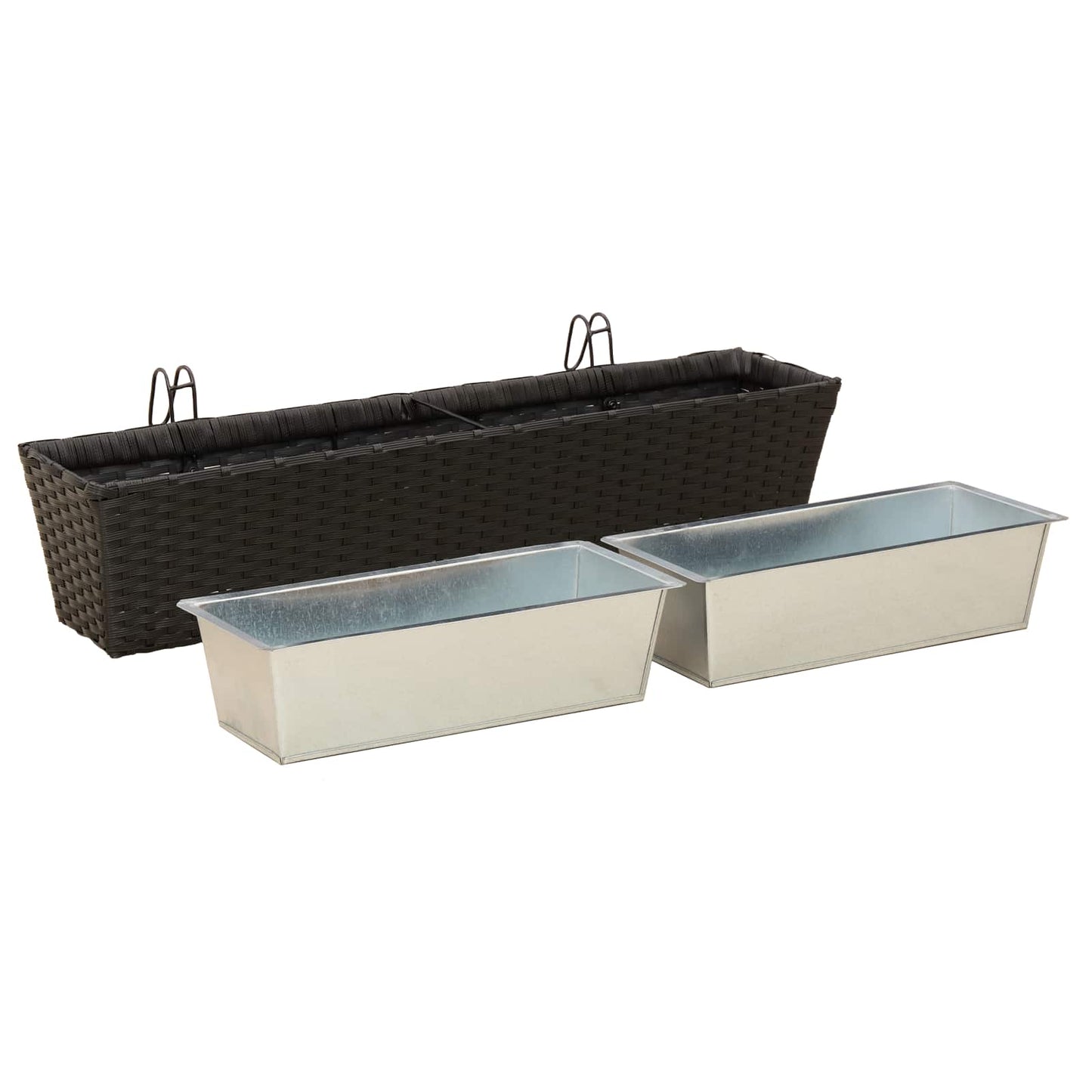 Balkon 2 Stk. Schwarz 80 x 17 x 17 cm Metall