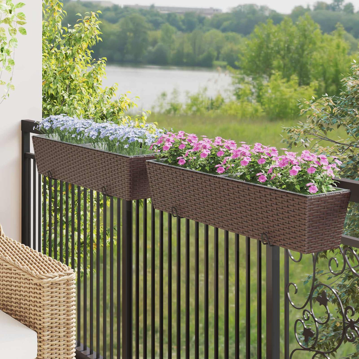 Balkon 2 Stk. Braun 80 x 17 x 17 cm Metall