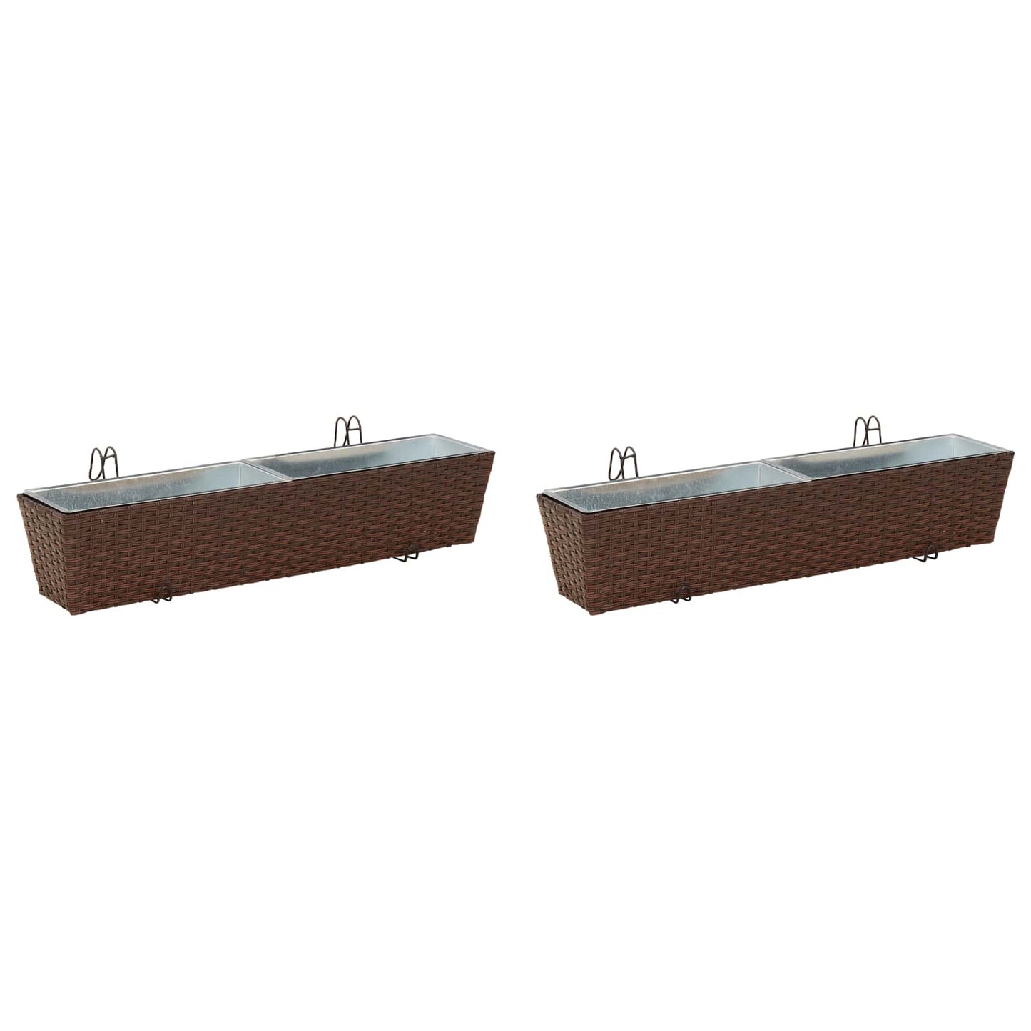 Balkon 2 Stk. Braun 80 x 17 x 17 cm Metall
