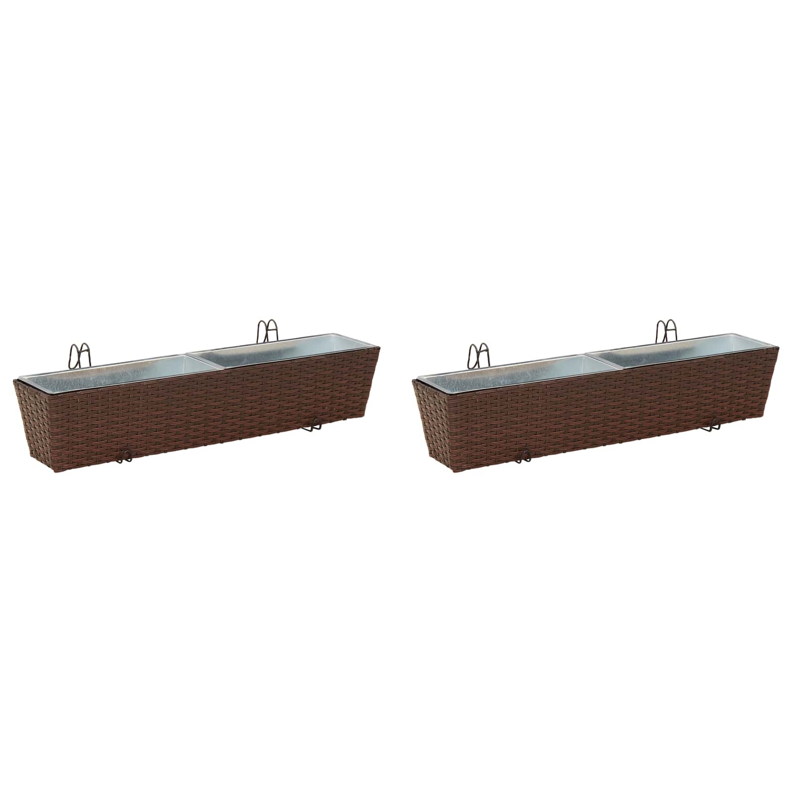 Balkon 2 Stk. Braun 80 x 17 x 17 cm Metall
