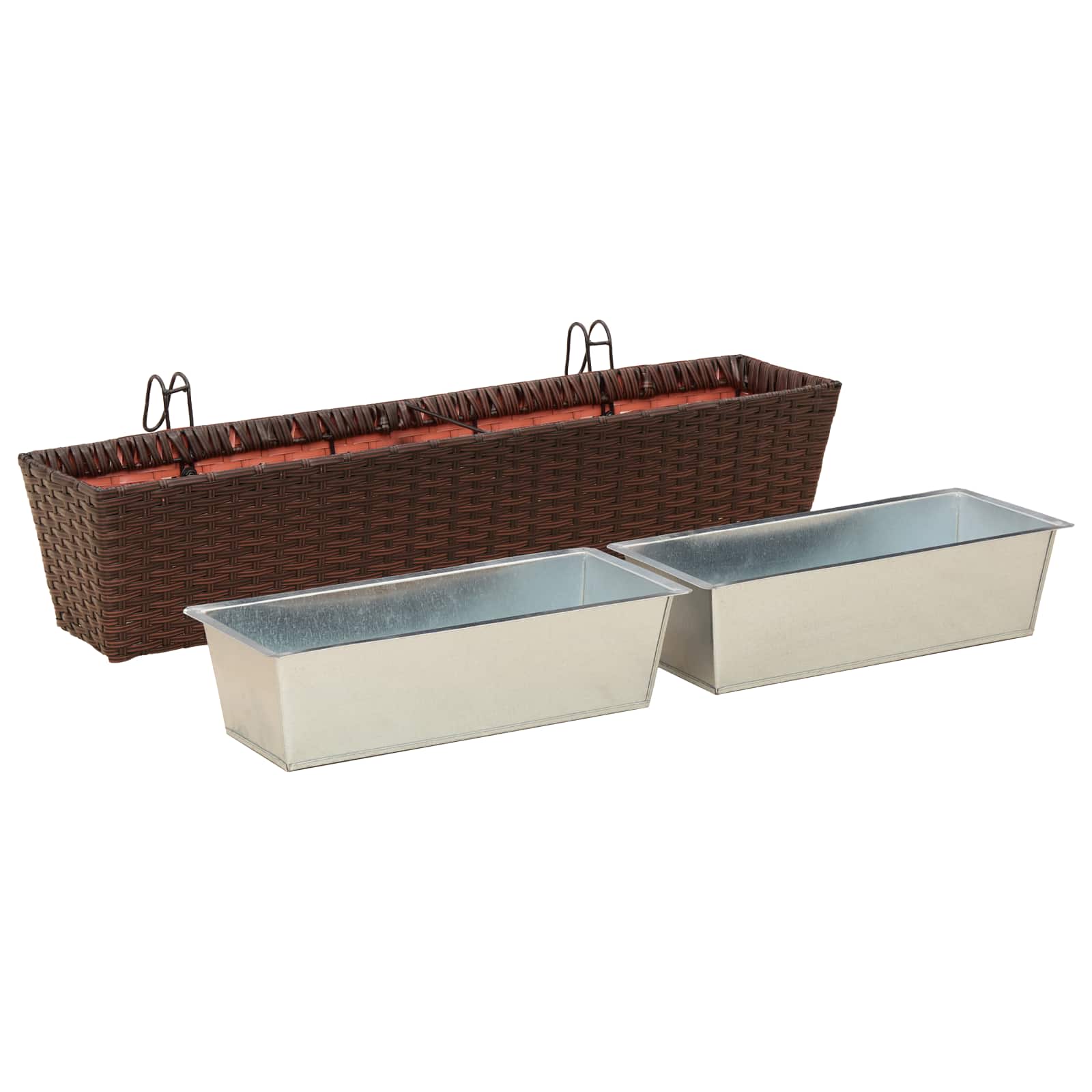 Balkon 2 Stk. Braun 80 x 17 x 17 cm Metall