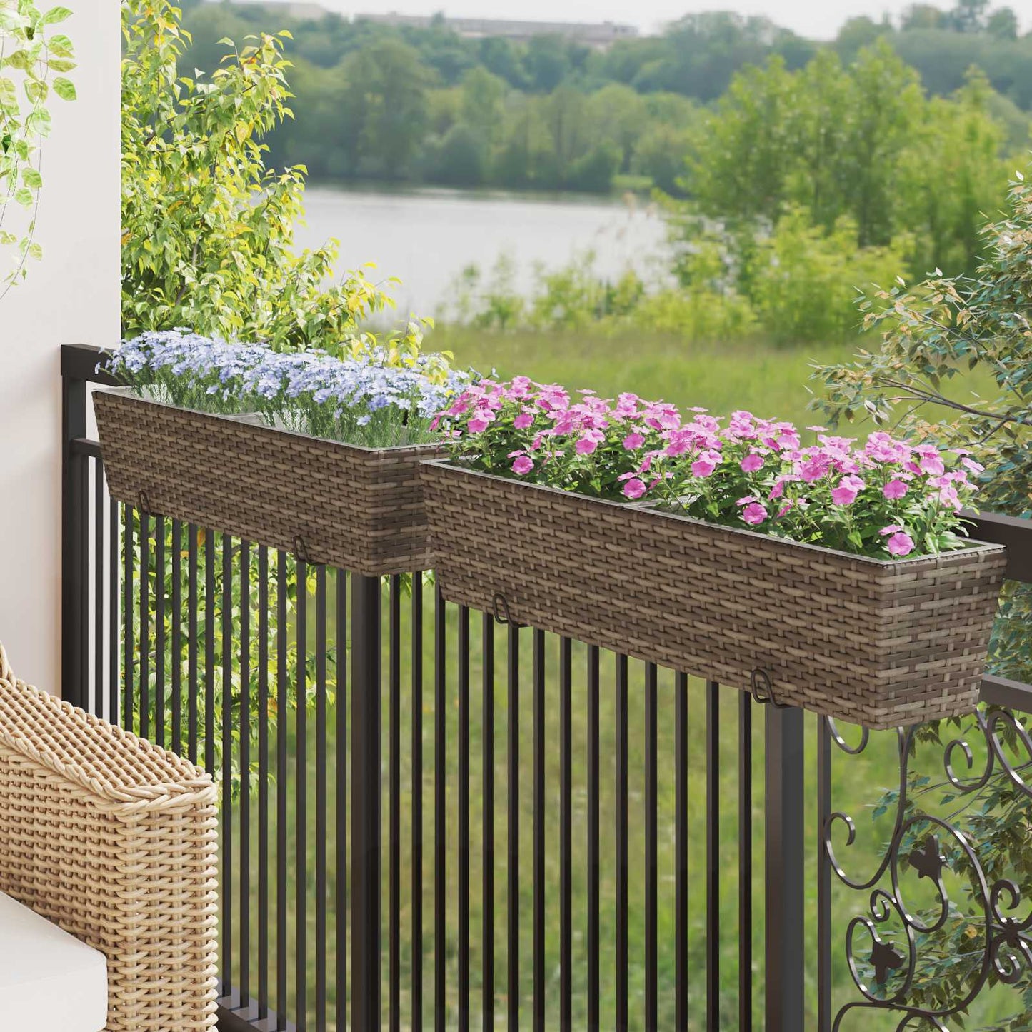 Balkon 2 Stk. Grau 80 x 17 x 17 cm Metall