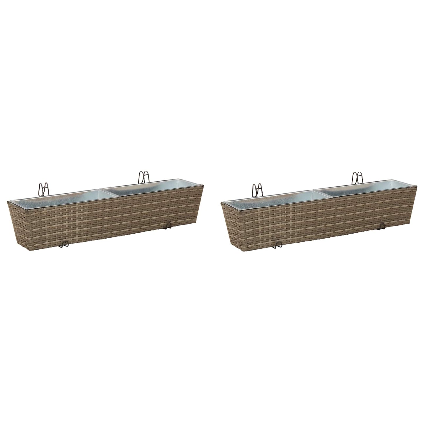 Balkon 2 Stk. Grau 80 x 17 x 17 cm Metall