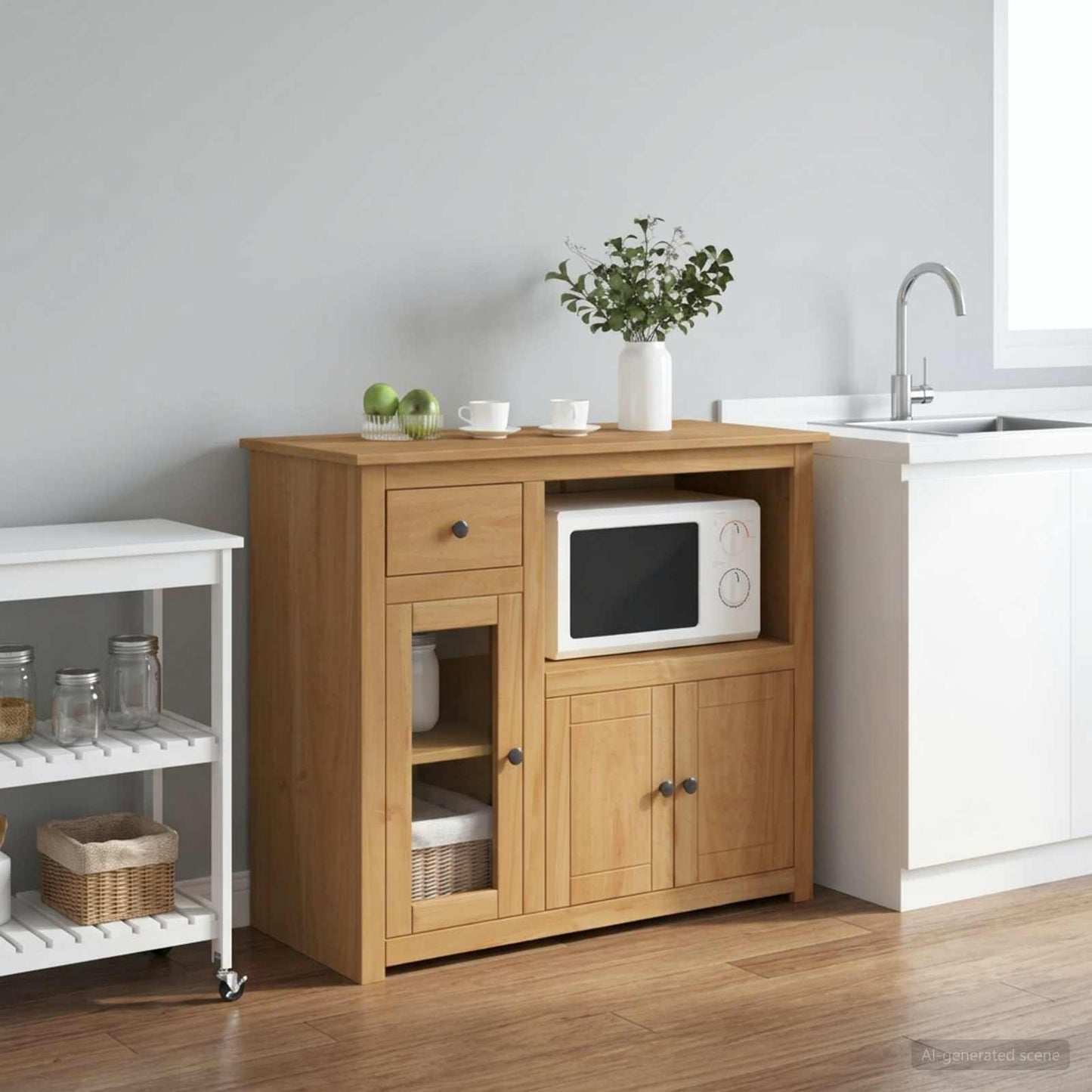 Mikrowellen-Sideboard PANAMA Honigwachs 99,5 x 44 x 86,5 cm