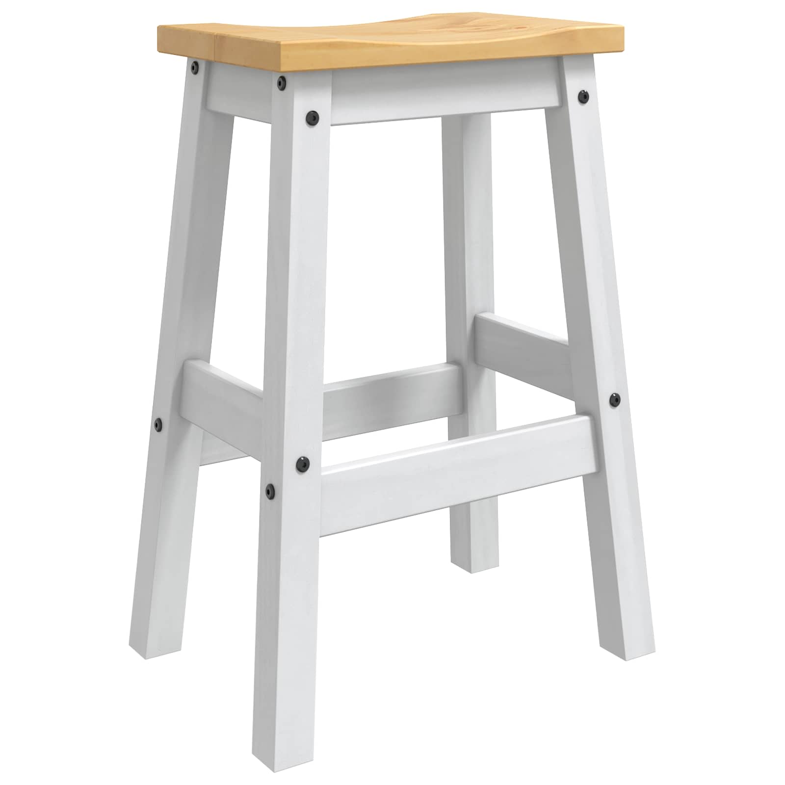 Barhocker 2 stk. Weiß und Honigwachs 44 x 30 x 63 cm