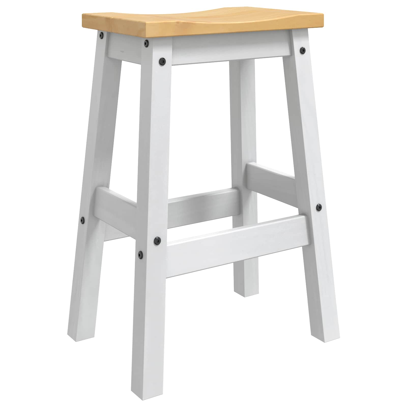 Barhocker 2 stk. Weiß und Honigwachs 44 x 30 x 63 cm