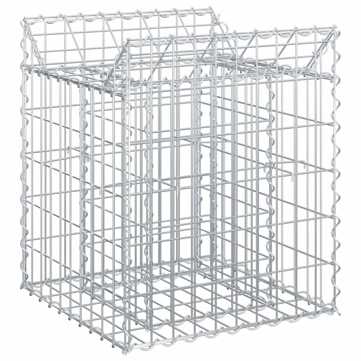 Gabionen-Hochbeet 50 x 50 x 60 cm Verzinkter Stahl Silber