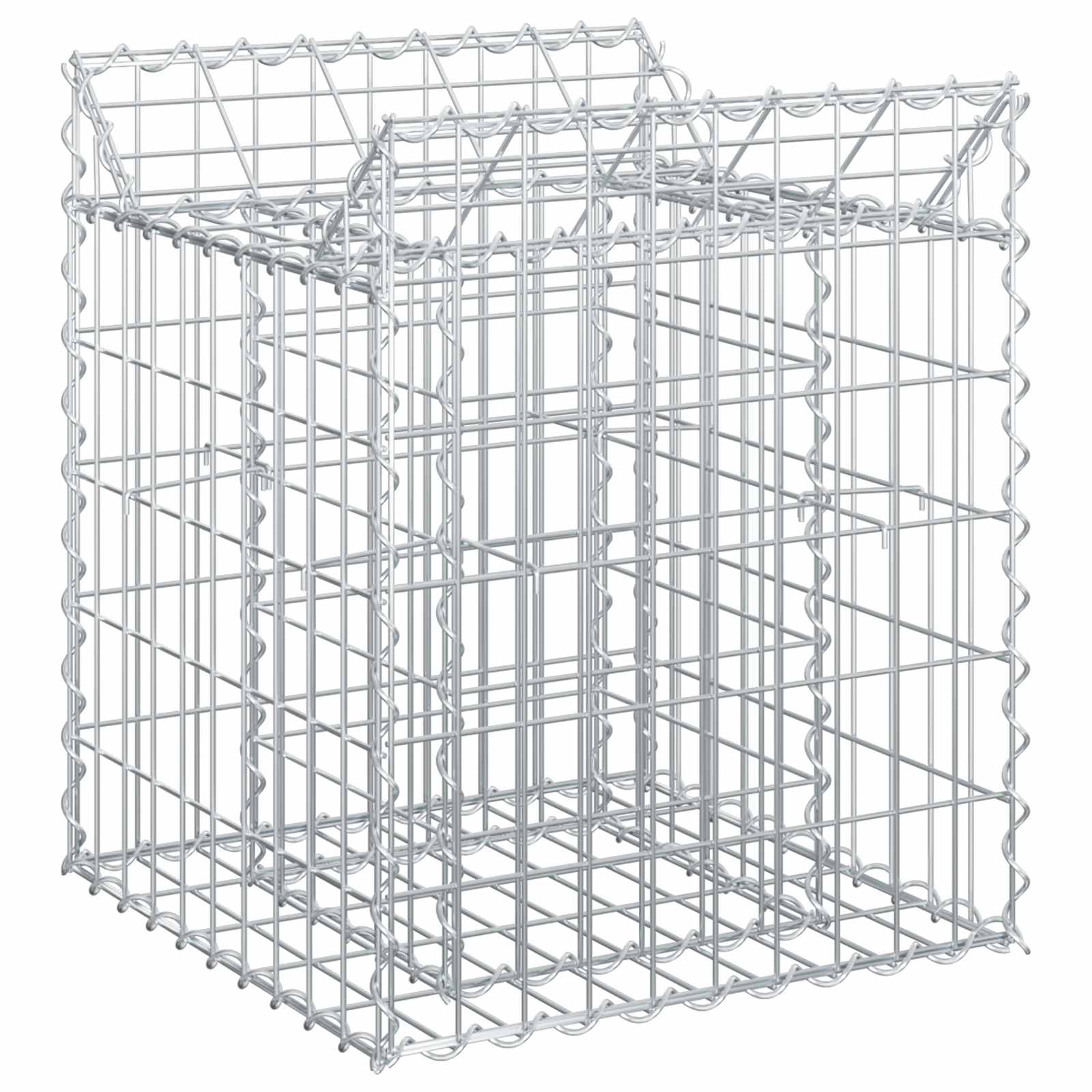 Gabionen-Hochbeet 50 x 50 x 60 cm Verzinkter Stahl Silber