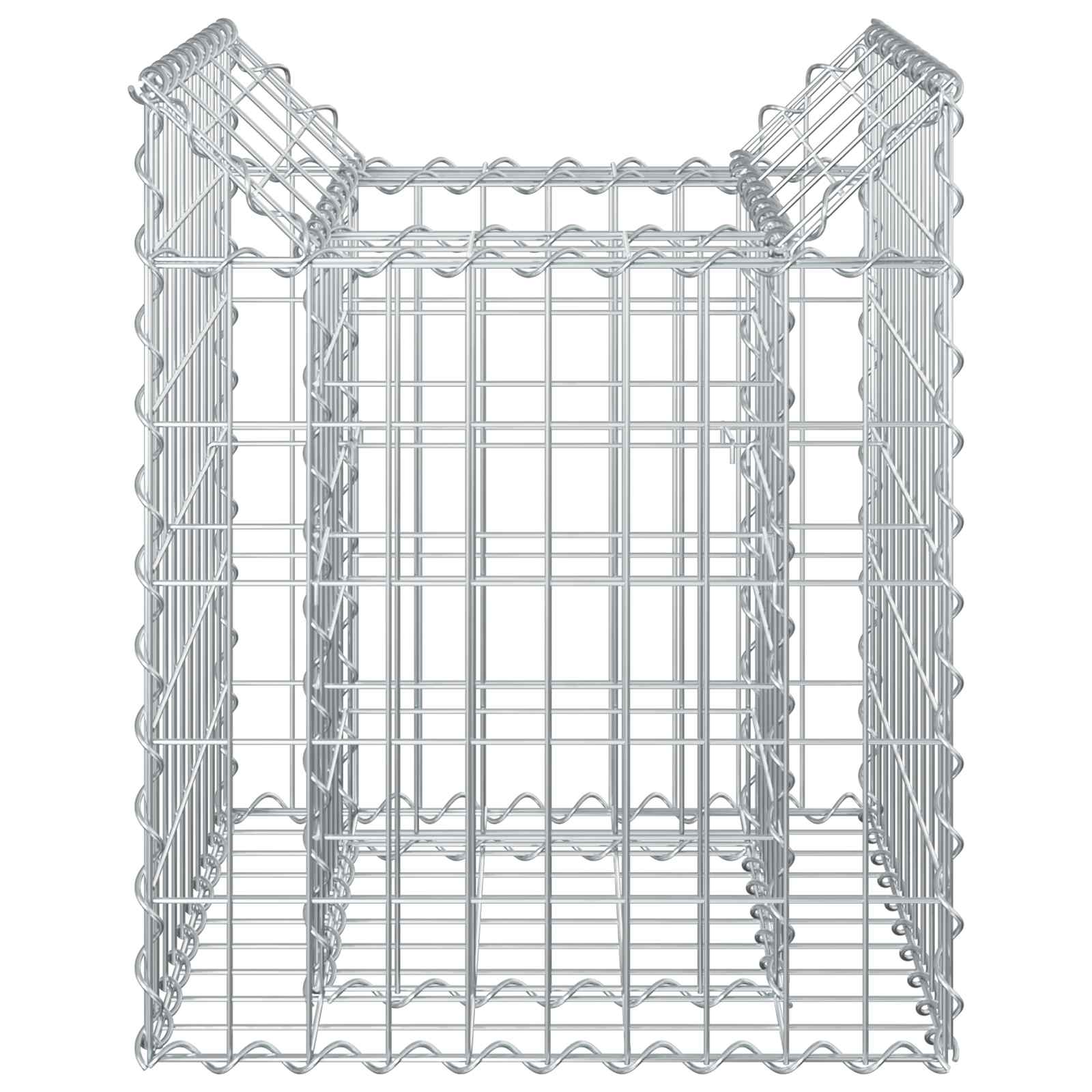 Gabionen-Hochbeet 50 x 50 x 60 cm Verzinkter Stahl Silber