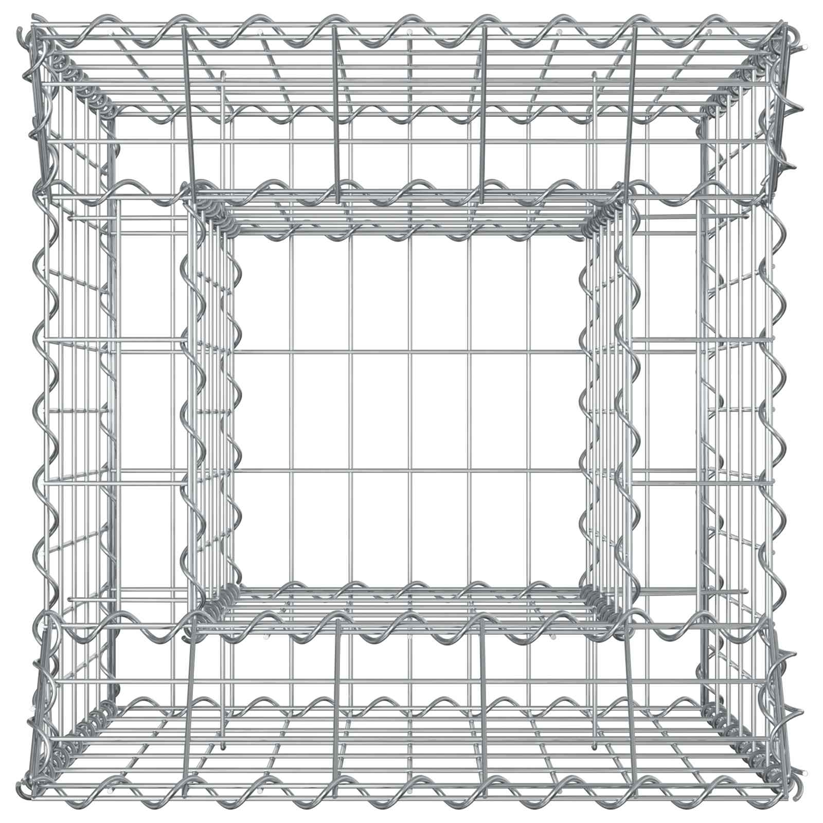 Gabionen-Hochbeet 50 x 50 x 60 cm Verzinkter Stahl Silber