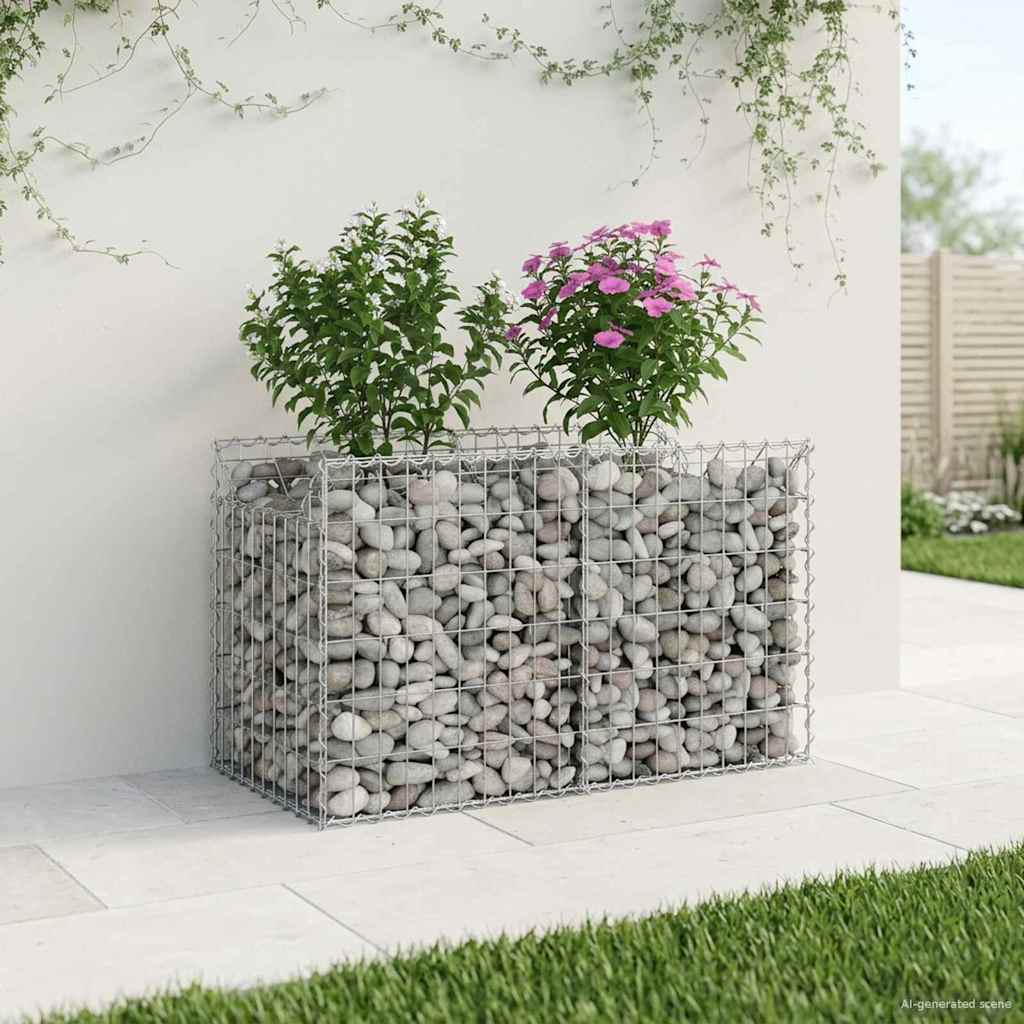 Gabionen-Hochbeet 100 x 50 x 60 cm Verzinkter Stahl Silber