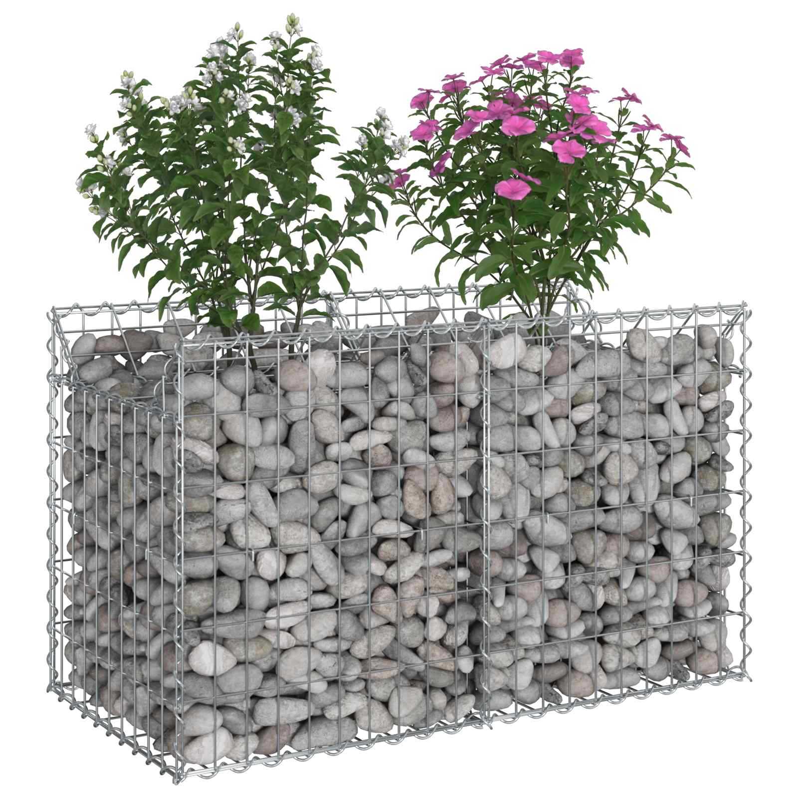 Gabionen-Hochbeet 100 x 50 x 60 cm Verzinkter Stahl Silber