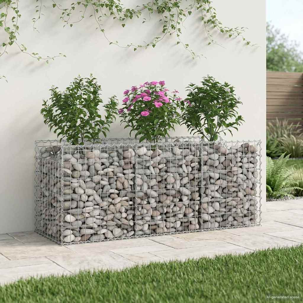 Gabionen-Hochbeet 150 x 50 x 60 cm Verzinkter Stahl Silber