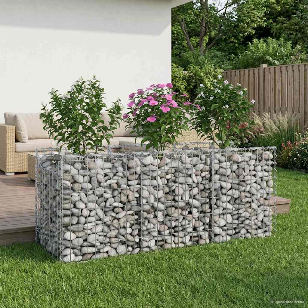 Gabionen-Hochbeet 150 x 50 x 60 cm Verzinkter Stahl Silber