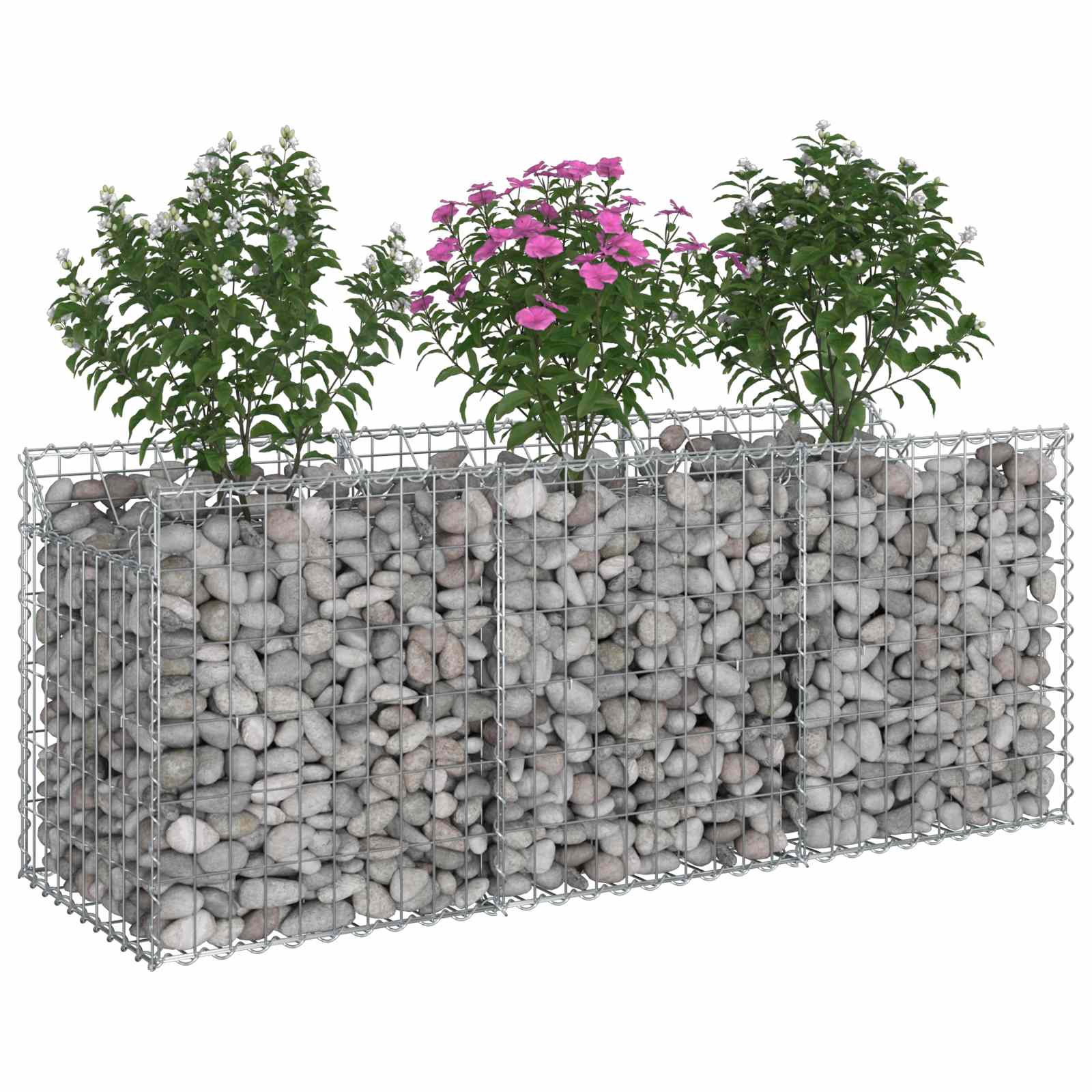 Gabionen-Hochbeet 150 x 50 x 60 cm Verzinkter Stahl Silber