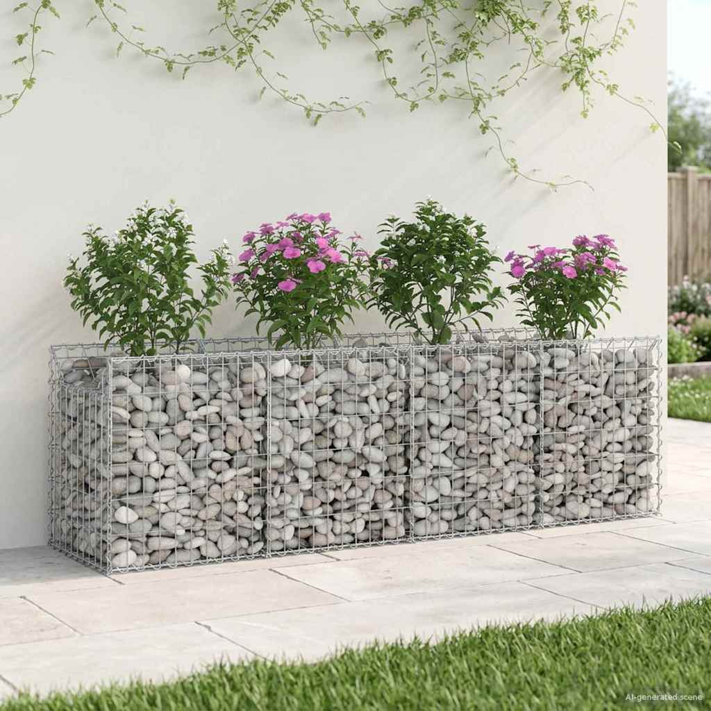 Gabionen-Hochbeet 200 x 50 x 60 cm Verzinkter Stahl Silber