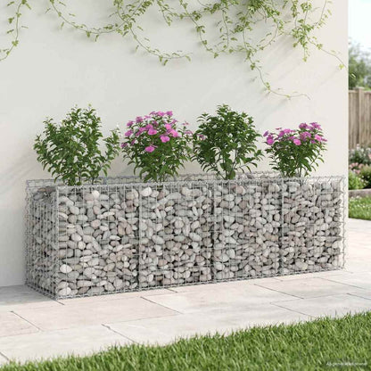 Gabionen-Hochbeet 200 x 50 x 60 cm Verzinkter Stahl Silber