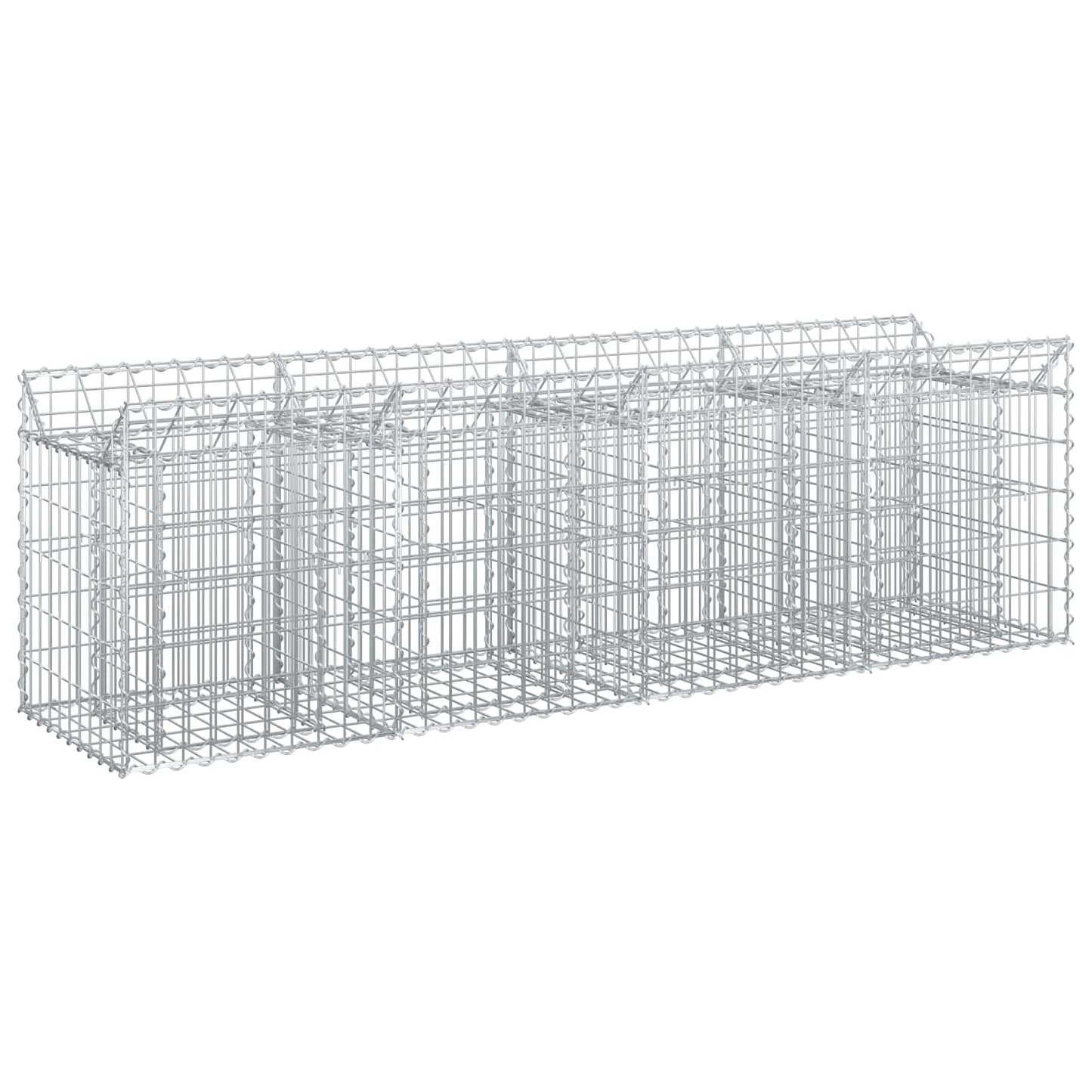 Gabionen-Hochbeet 200 x 50 x 60 cm Verzinkter Stahl Silber