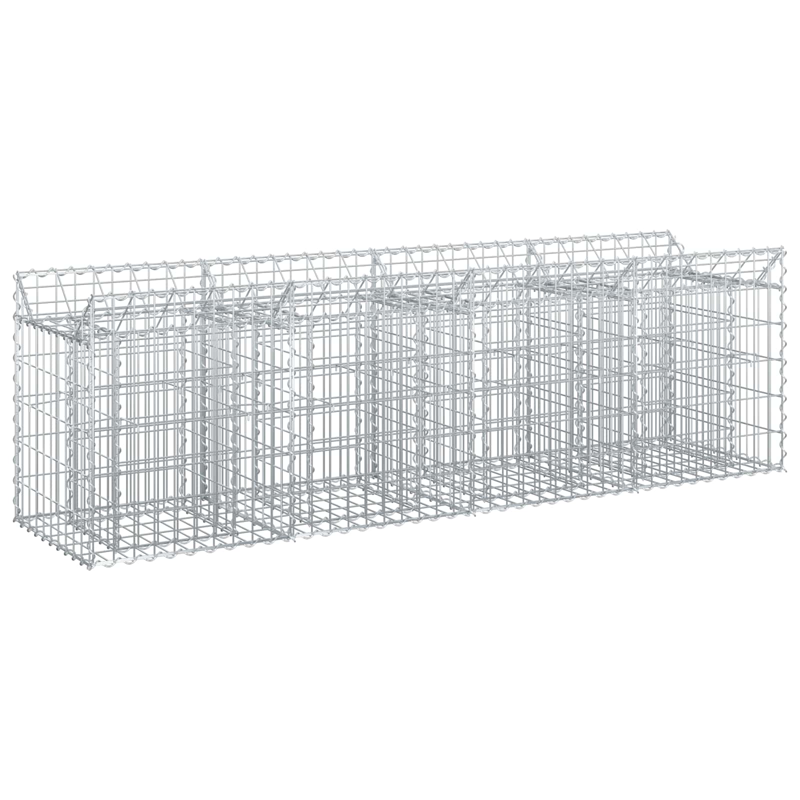 Gabionen-Hochbeet 200 x 50 x 60 cm Verzinkter Stahl Silber