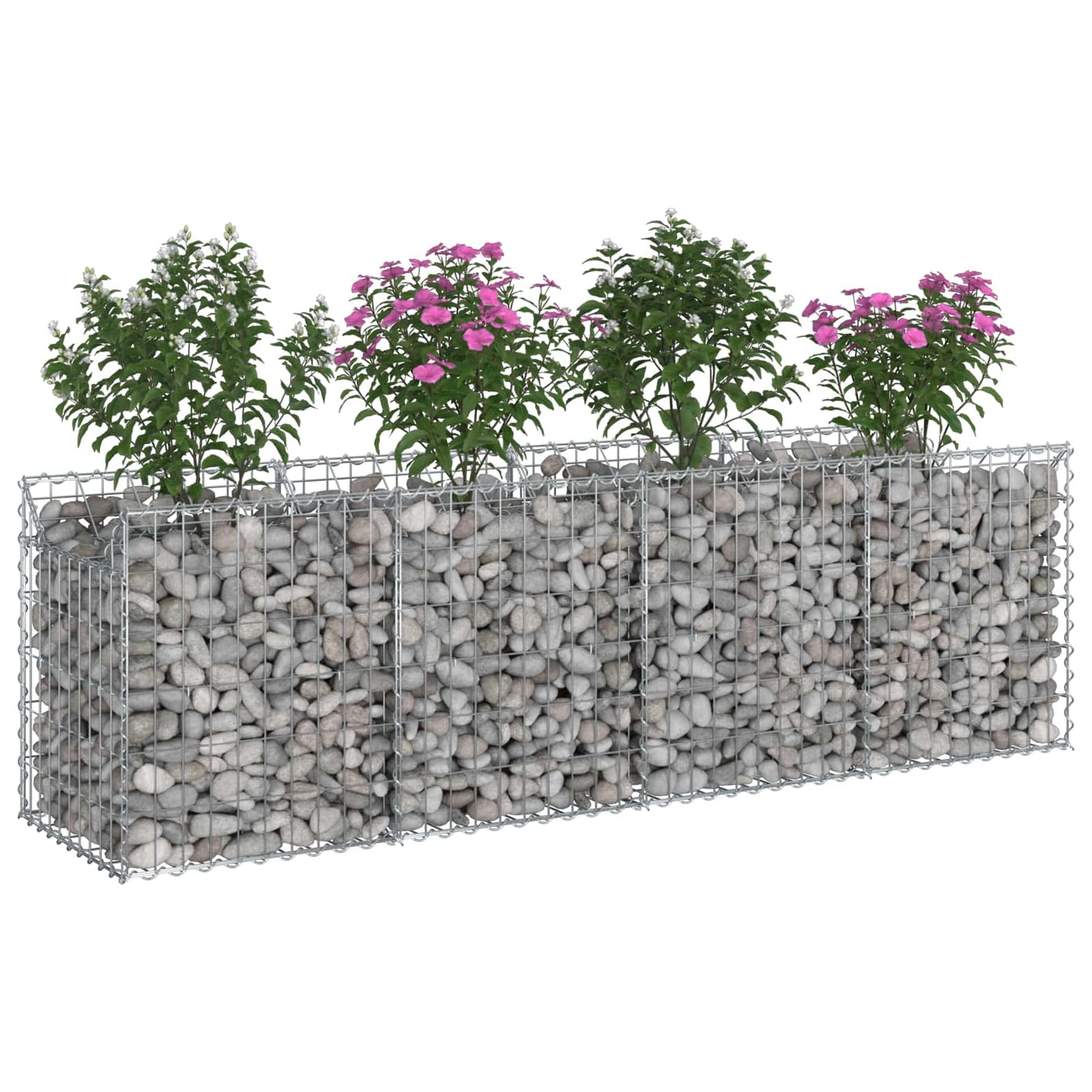Gabionen-Hochbeet 200 x 50 x 60 cm Verzinkter Stahl Silber
