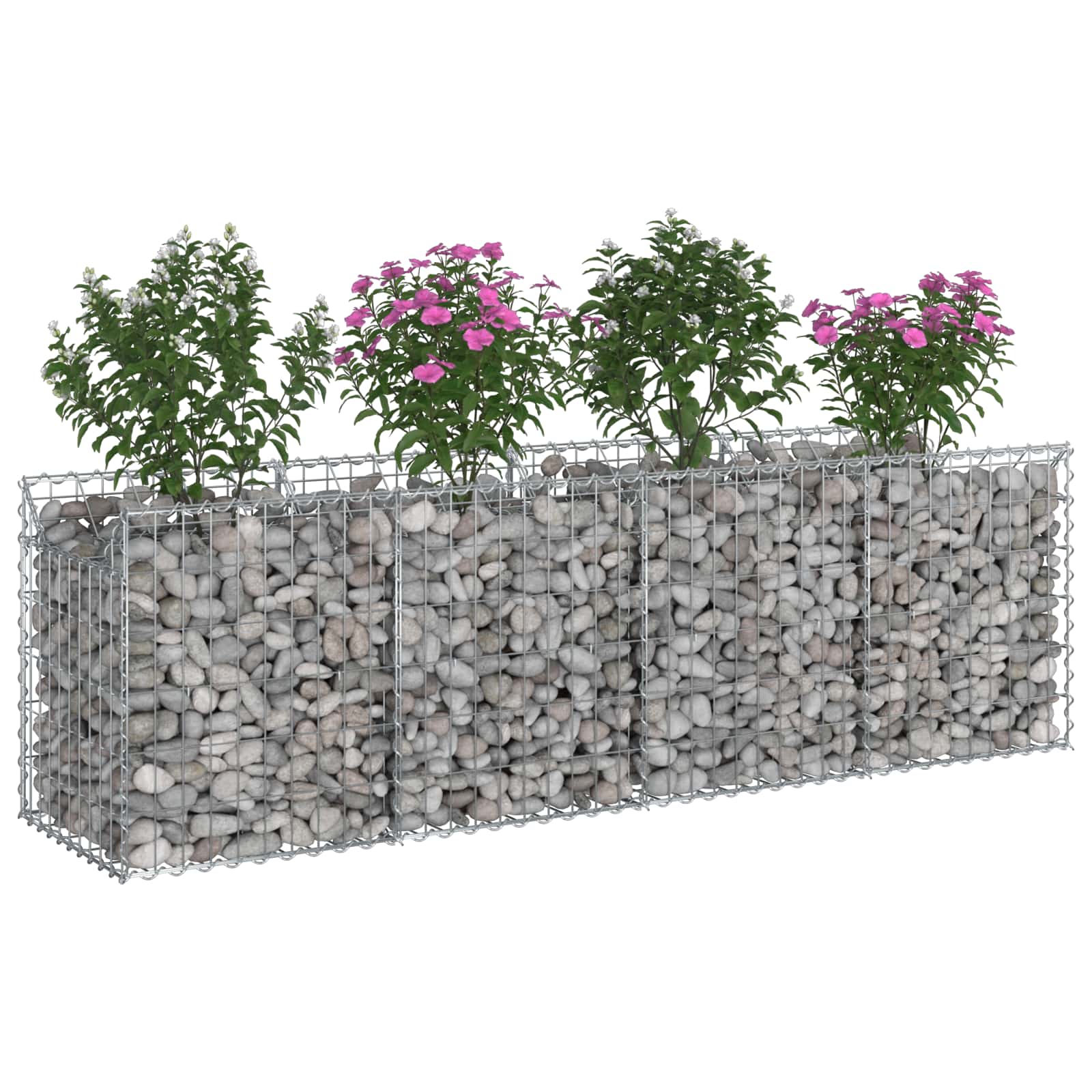 Gabionen-Hochbeet 200 x 50 x 60 cm Verzinkter Stahl Silber