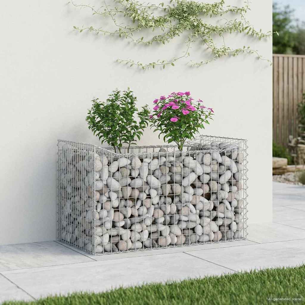 Gabionen-Hochbeet 50 x 100 x 60 cm Verzinkter Stahl Silber