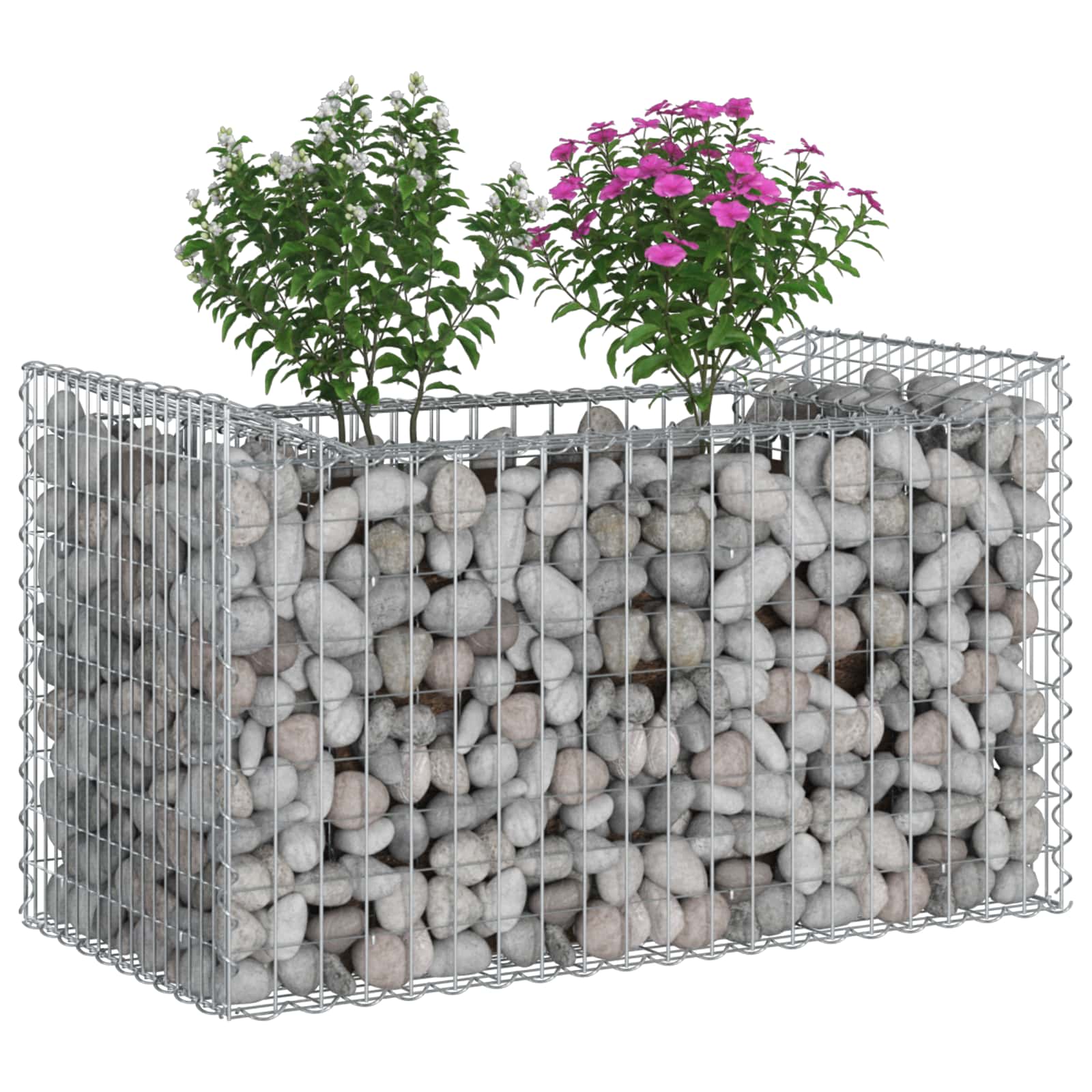 Gabionen-Hochbeet 50 x 100 x 60 cm Verzinkter Stahl Silber