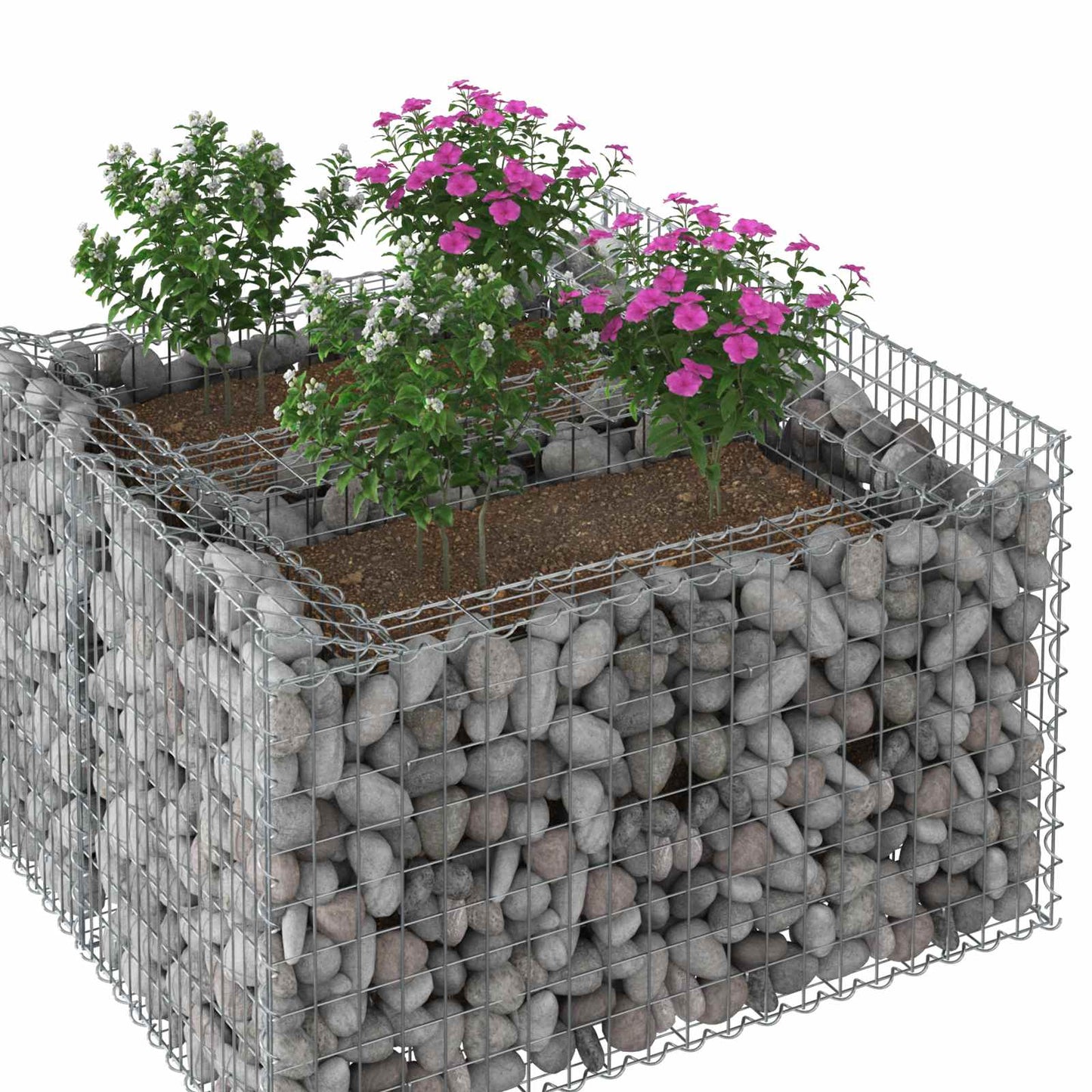 Gabionen-Hochbeet 100 x 100 x 60 cm Verzinkter Stahl Silber
