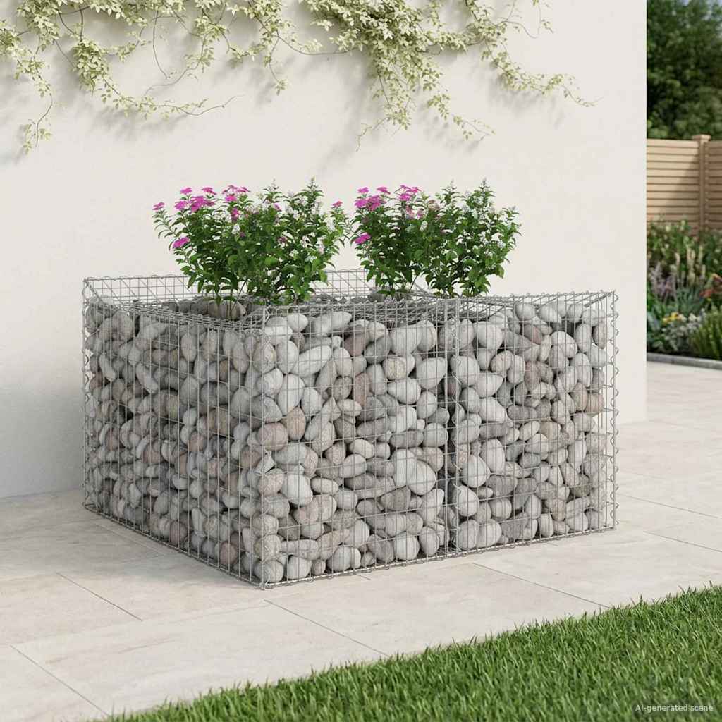 Gabionen-Hochbeet 100 x 100 x 60 cm Verzinkter Stahl Silber