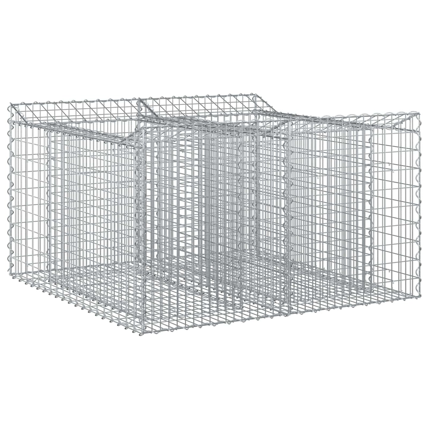 Gabionen-Hochbeet 100 x 100 x 60 cm Verzinkter Stahl Silber