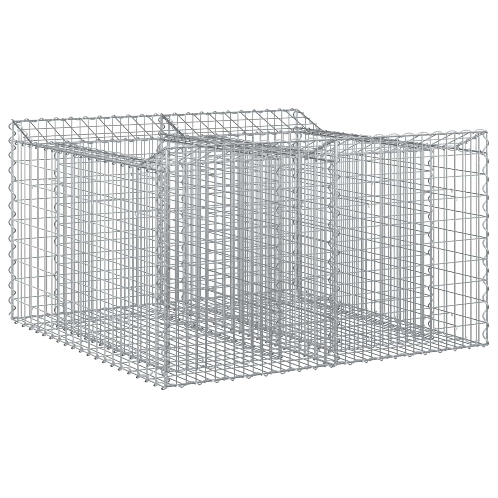 Gabionen-Hochbeet 100 x 100 x 60 cm Verzinkter Stahl Silber