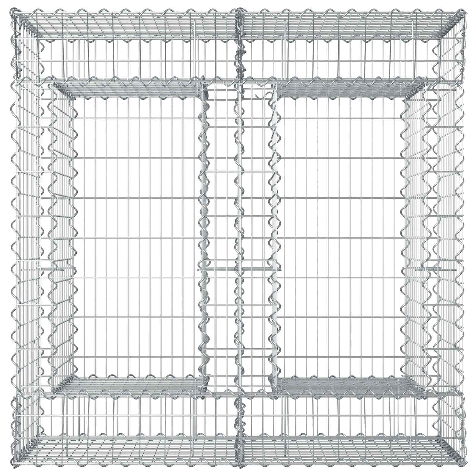 Gabionen-Hochbeet 100 x 100 x 60 cm Verzinkter Stahl Silber