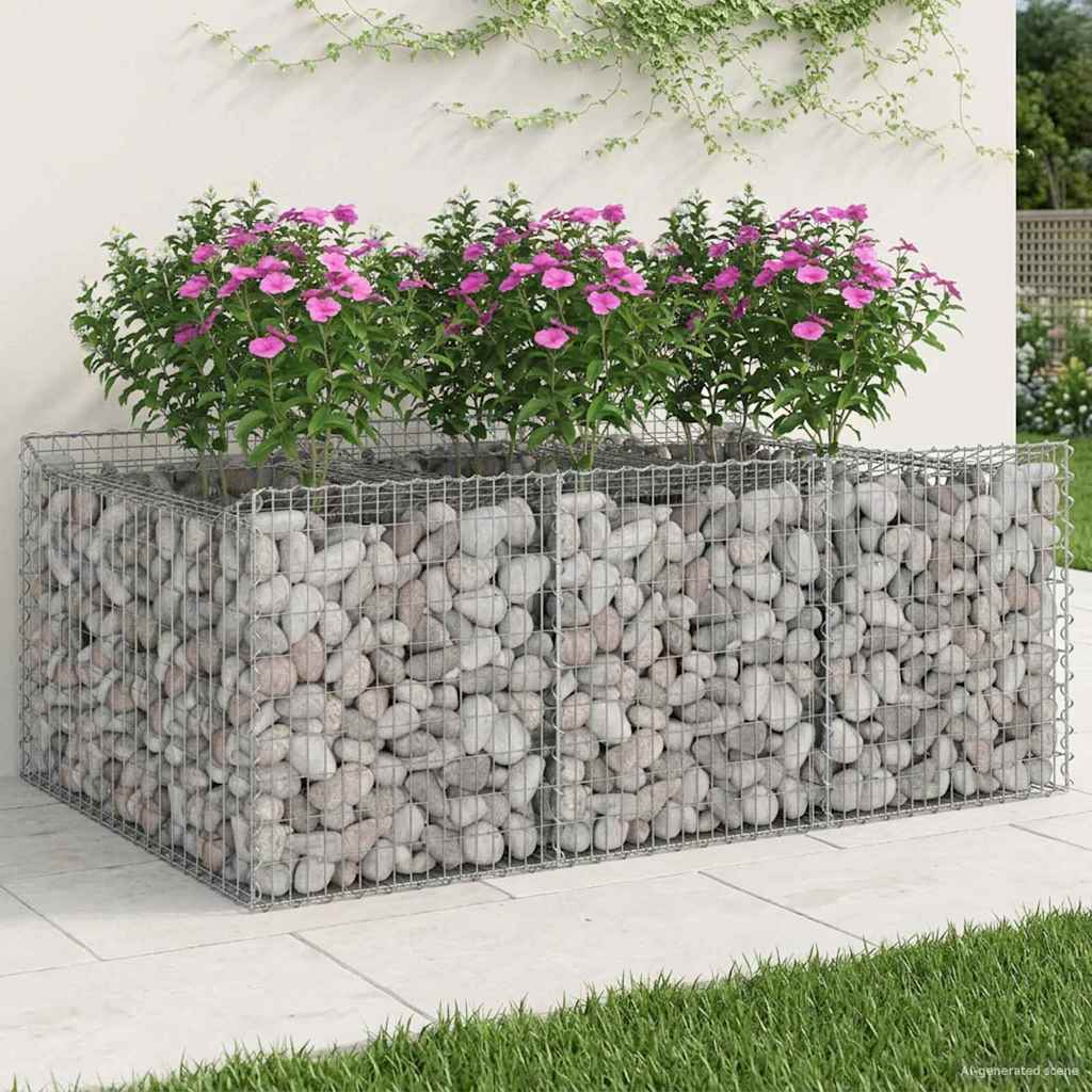 Gabionen-Hochbeet 150 x 100 x 60 cm Verzinkter Stahl Silber