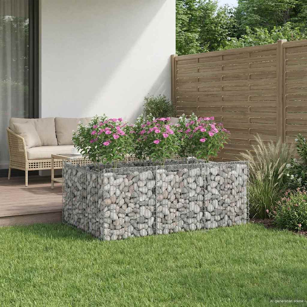 Gabionen-Hochbeet 150 x 100 x 60 cm Verzinkter Stahl Silber