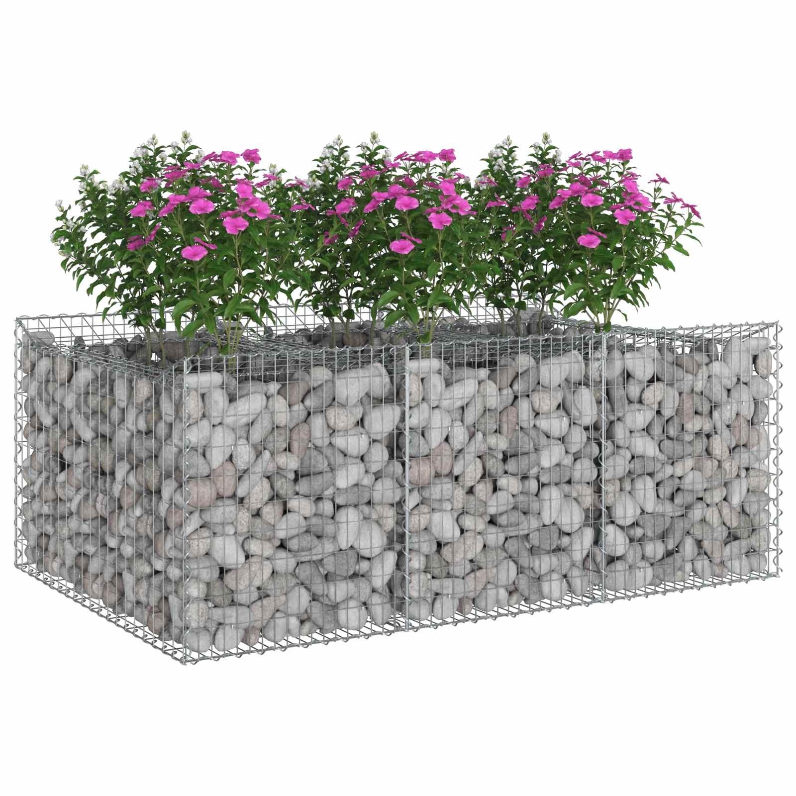 Gabionen-Hochbeet 150 x 100 x 60 cm Verzinkter Stahl Silber