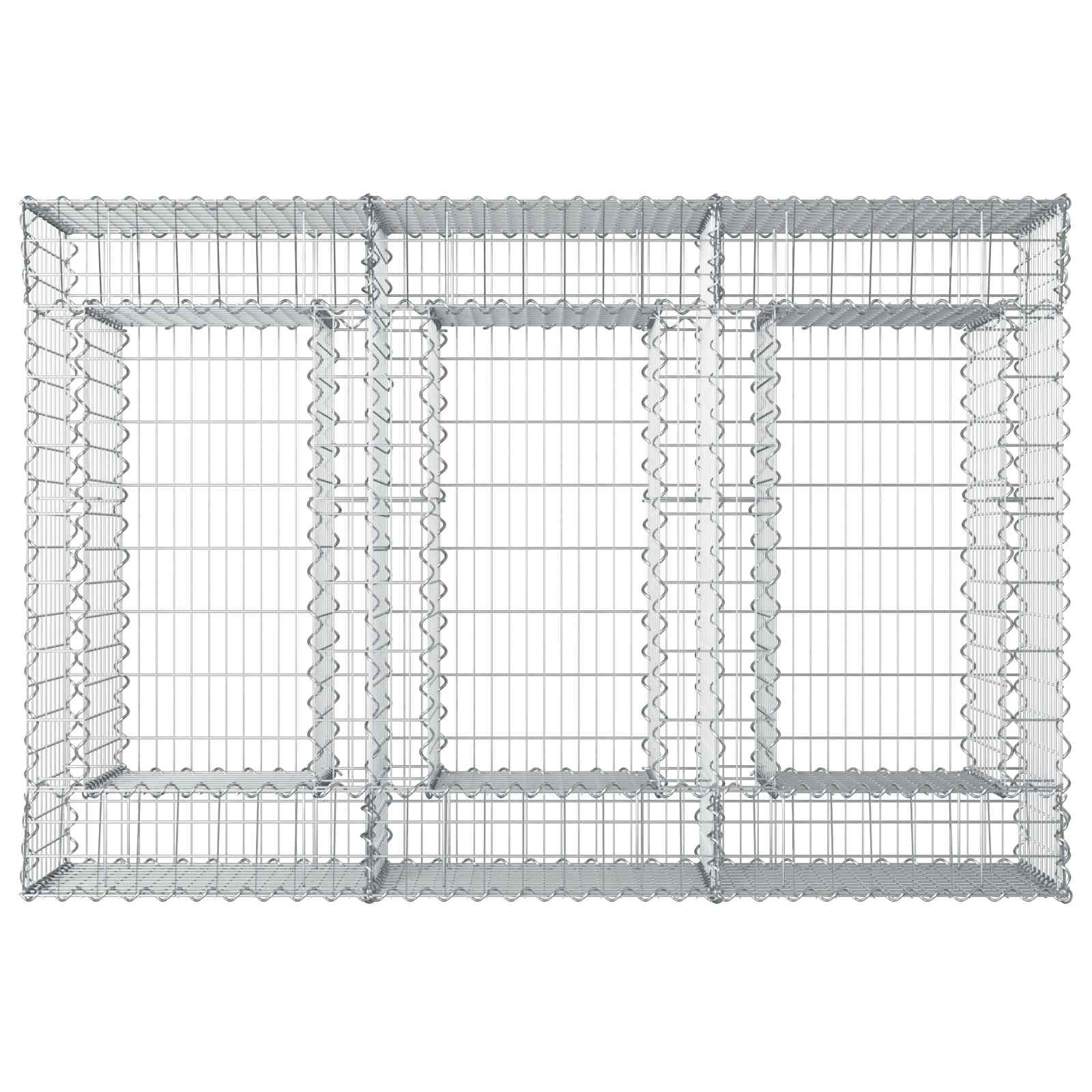 Gabionen-Hochbeet 150 x 100 x 60 cm Verzinkter Stahl Silber